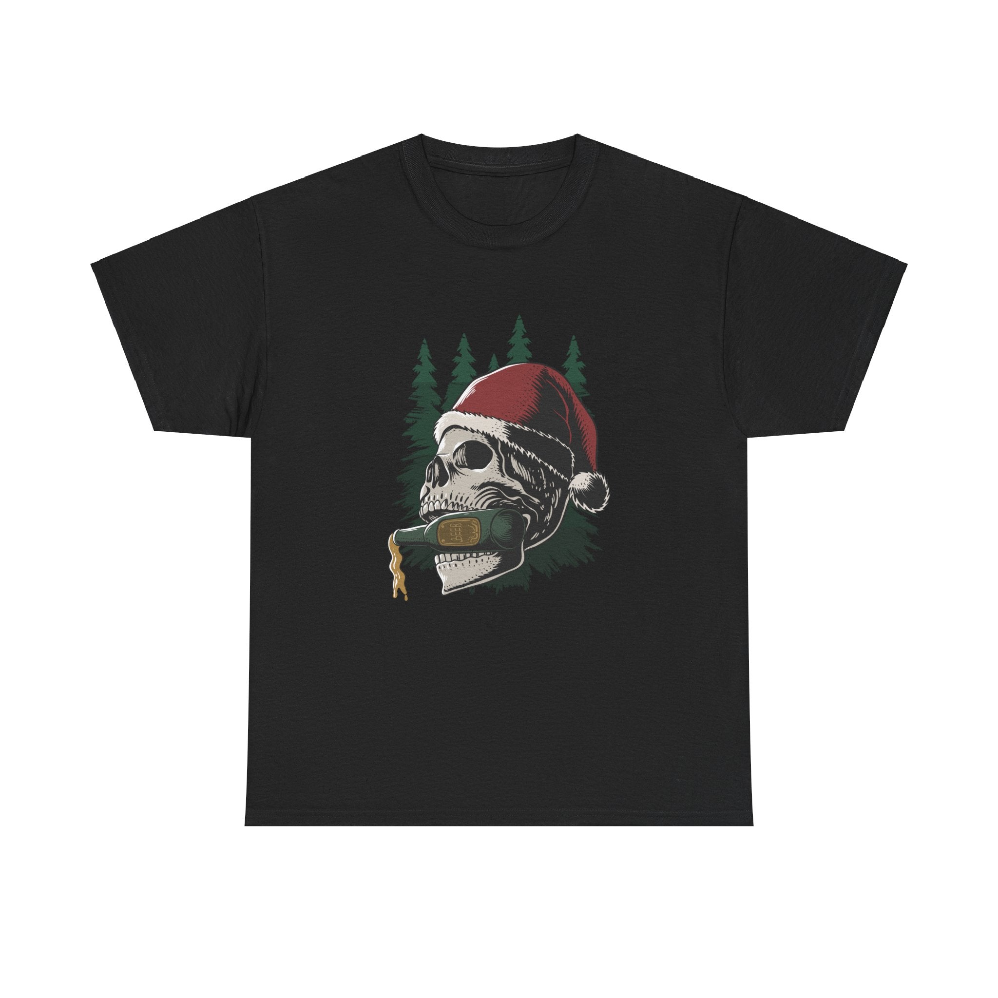 Skull Drinking Beer Christmas Holiday Unisex T-Shirt