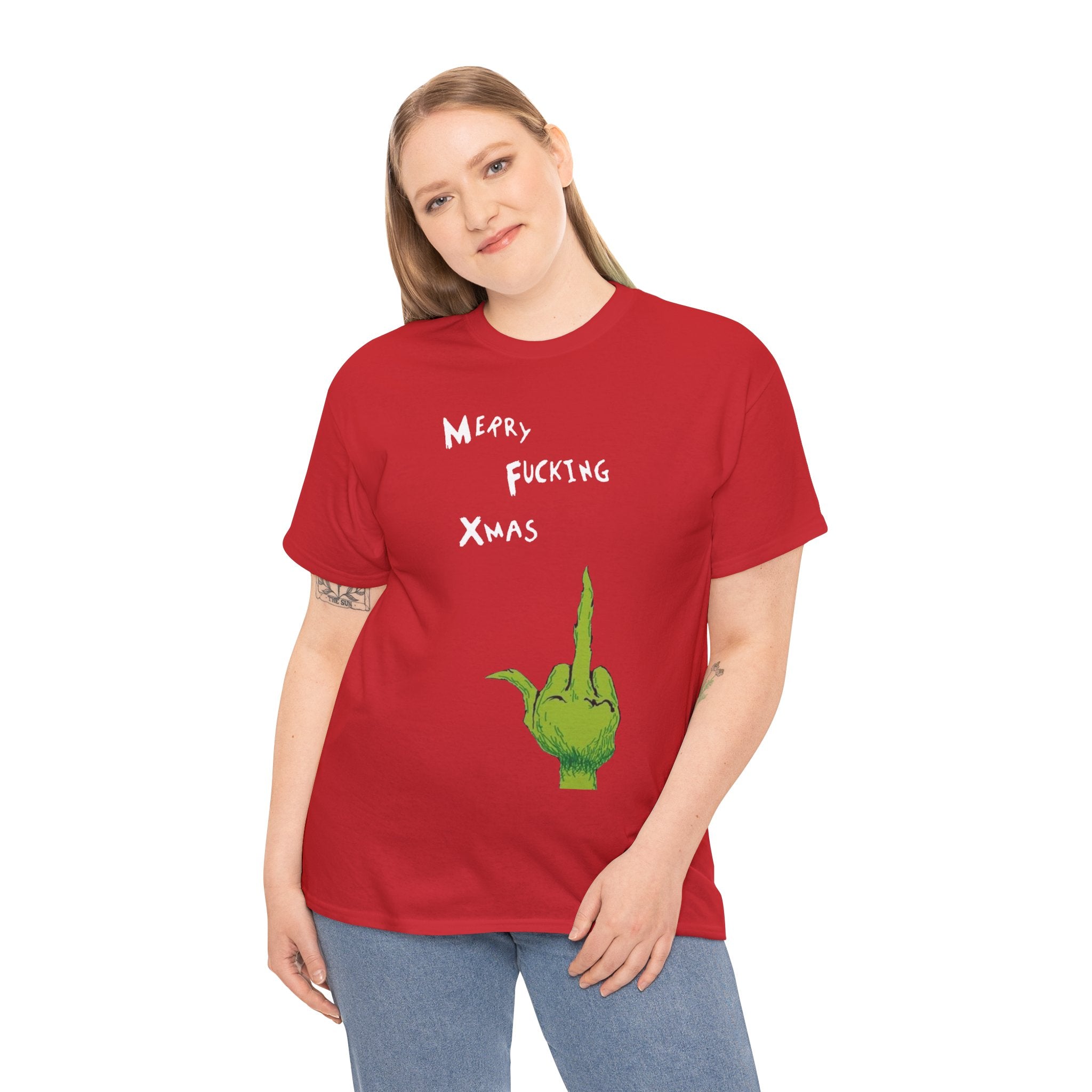 Merry F*cking Christmas Grinch Movie Funny Unisex Heavy Cotton Tee