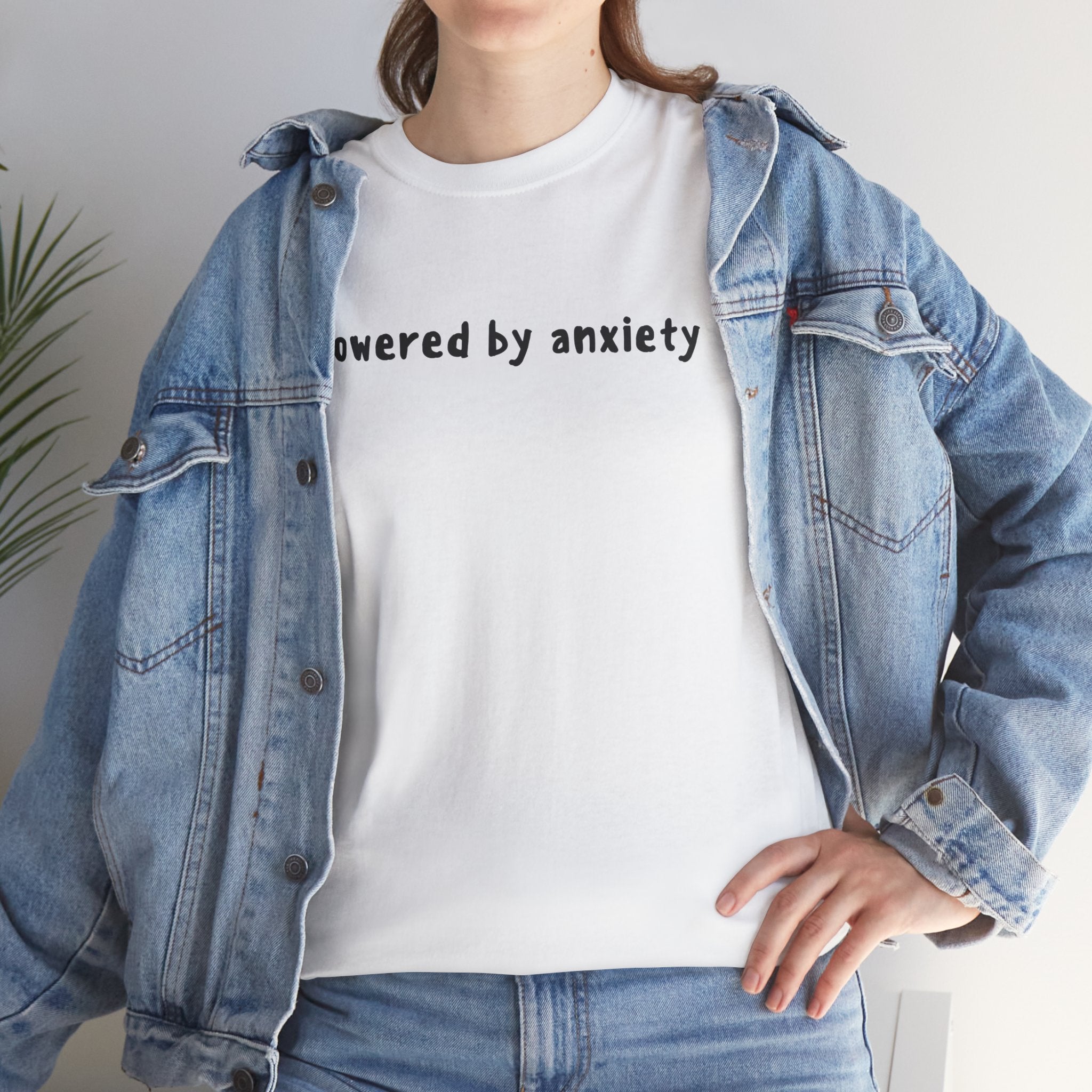 Powered By Anxiety Funny Meme Graphic Novelty Gift Unisex T-Shirt