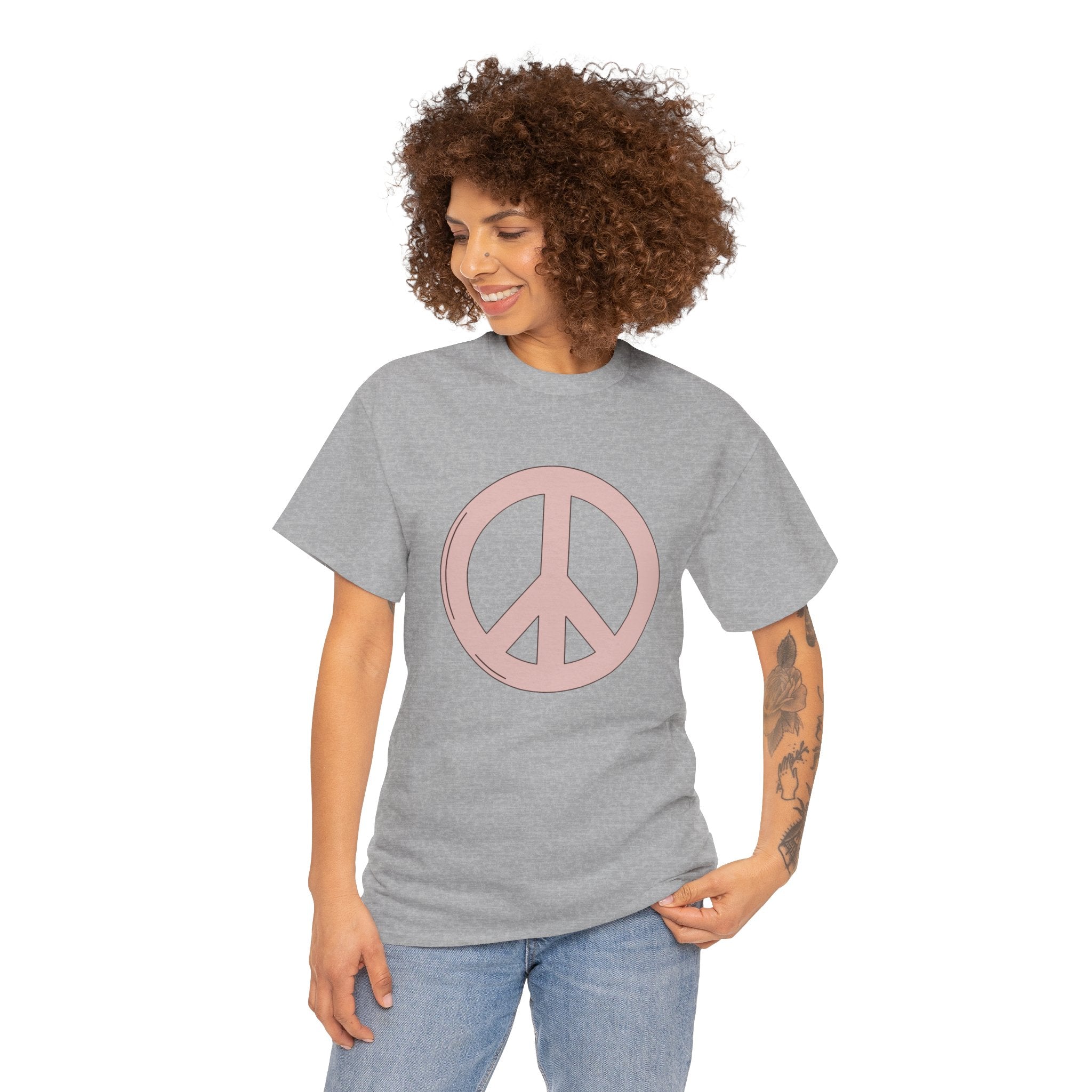 Cute Retro Pink Peace Sign Unisex Graphic Novelty Shirt Tee