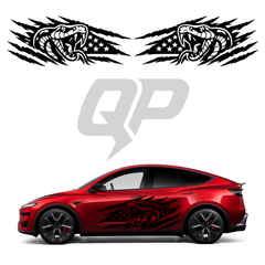 Tesla Model Y Snake American Flag Claw Scratch Decal Kit