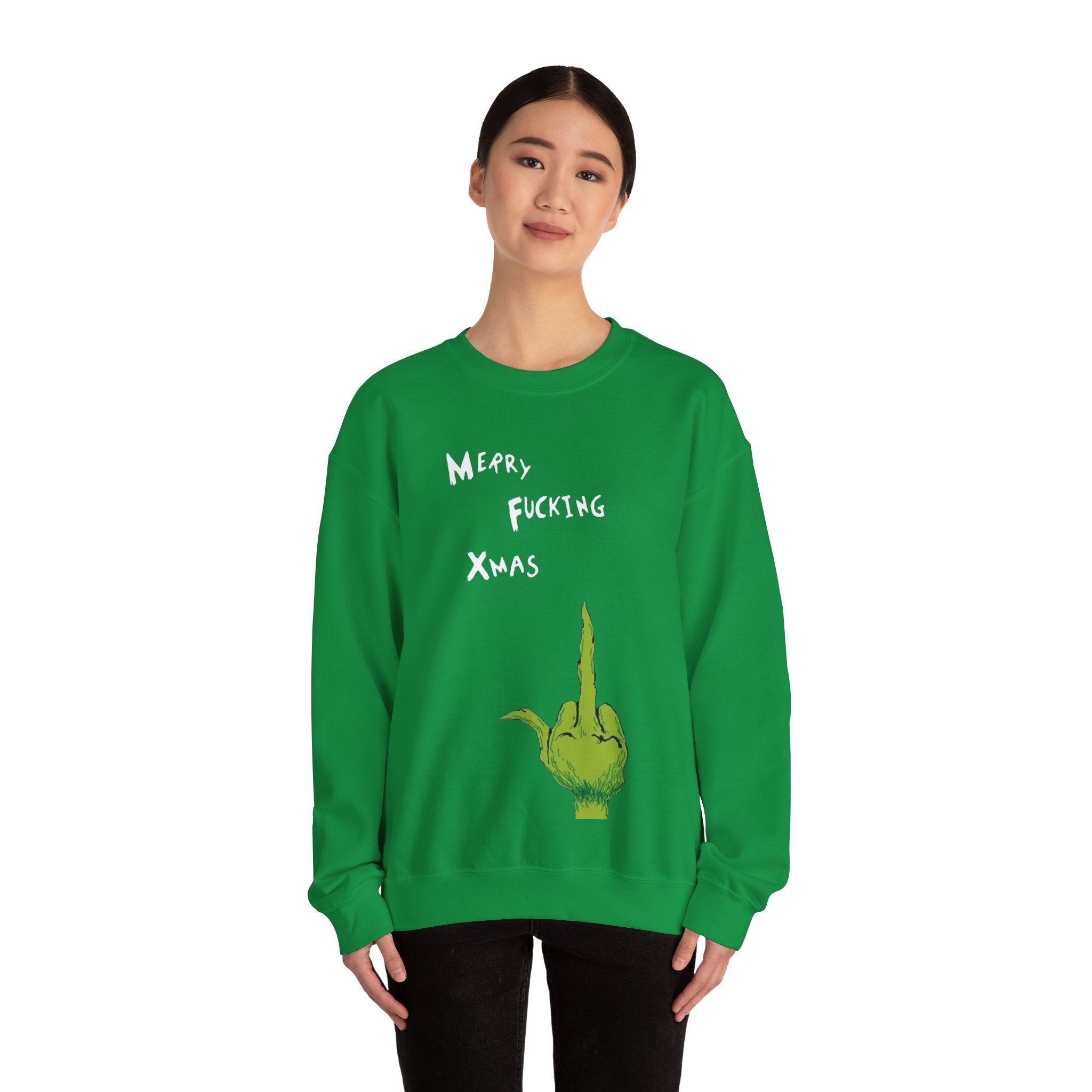 Merry F*cking Christmas Funny Grinch Movie Unisex Crewneck Sweatshirt