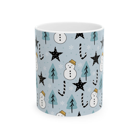 Cute Winter Snowman Holiday Christmas Pattern Ceramic Mug