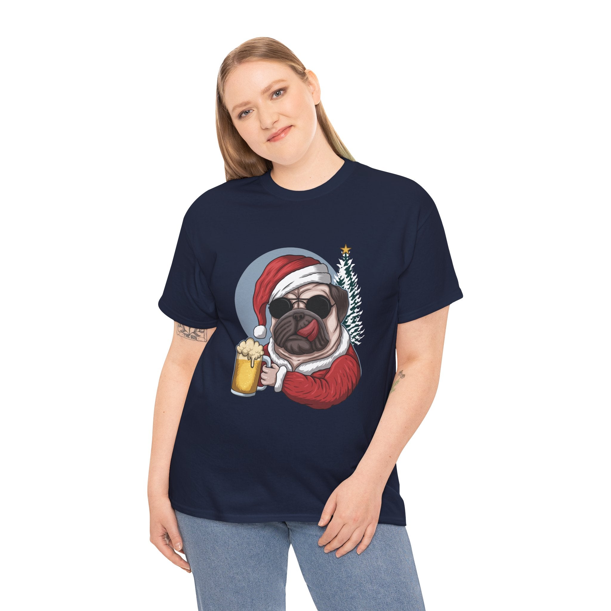 Santa Pug Dog Christmas Holiday Unisex T-Shirt