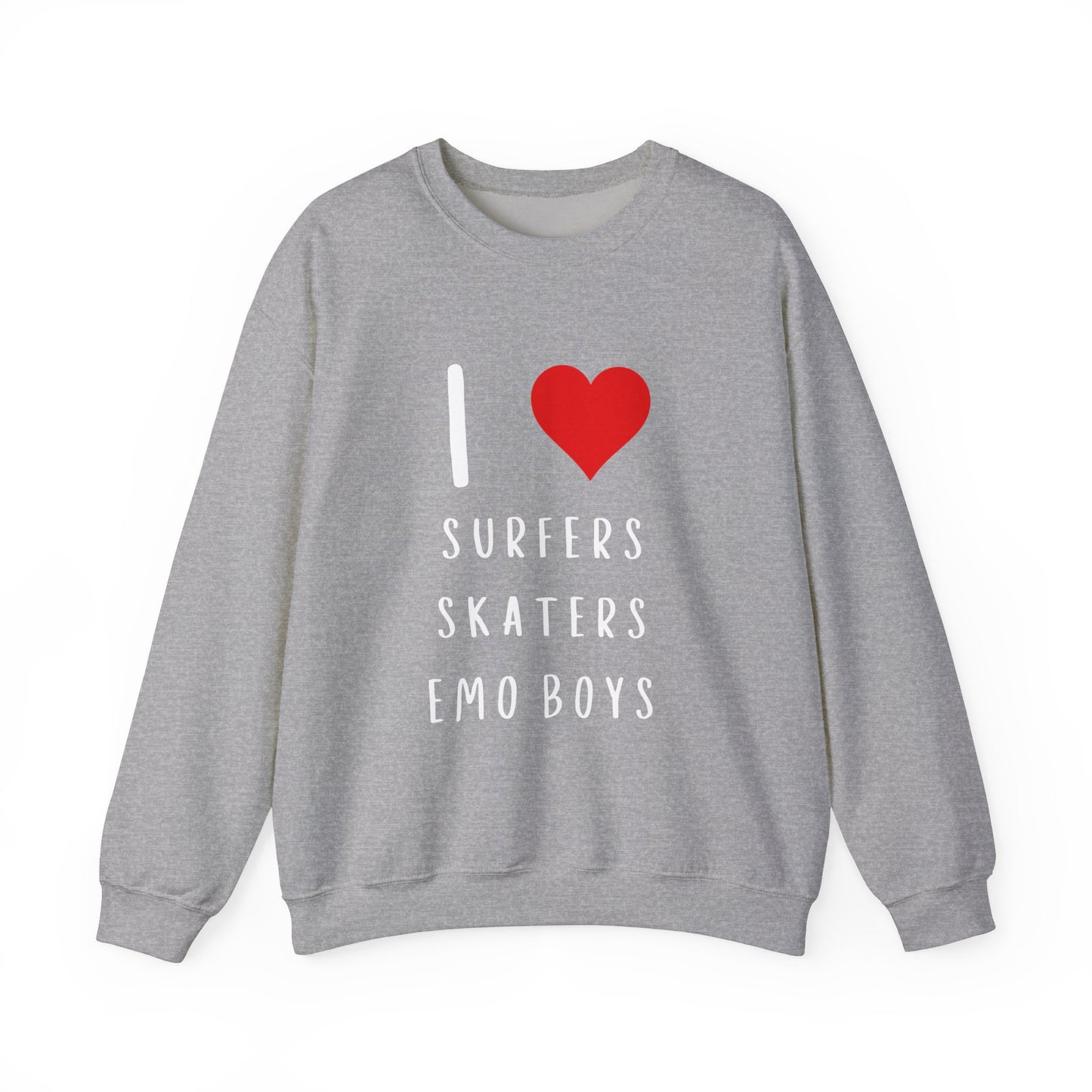 Funny Women's I Love Surfers Skaters Emo Boys Graphic Novelty Sweatshirt