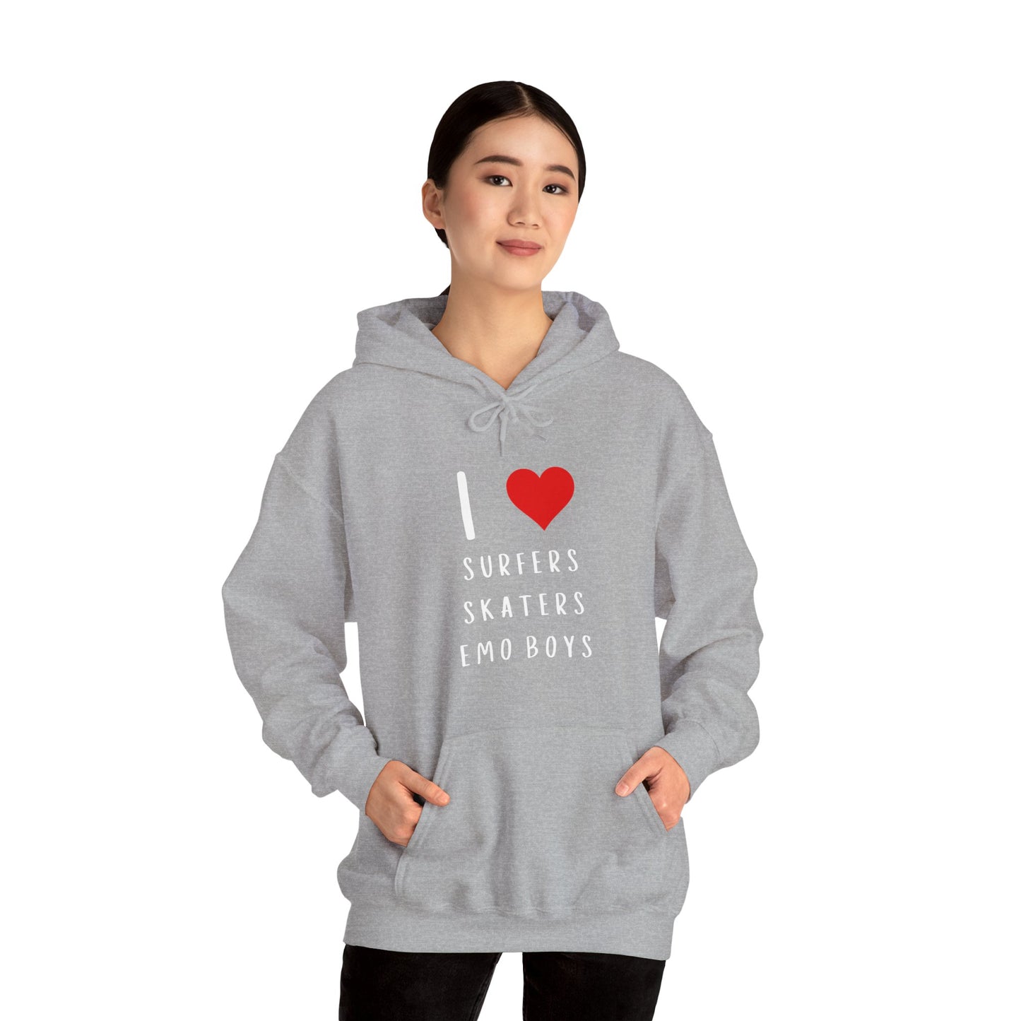 Funny Women's I Love Surfers Skaters Emo Boys Graphic Novelty Hoodie