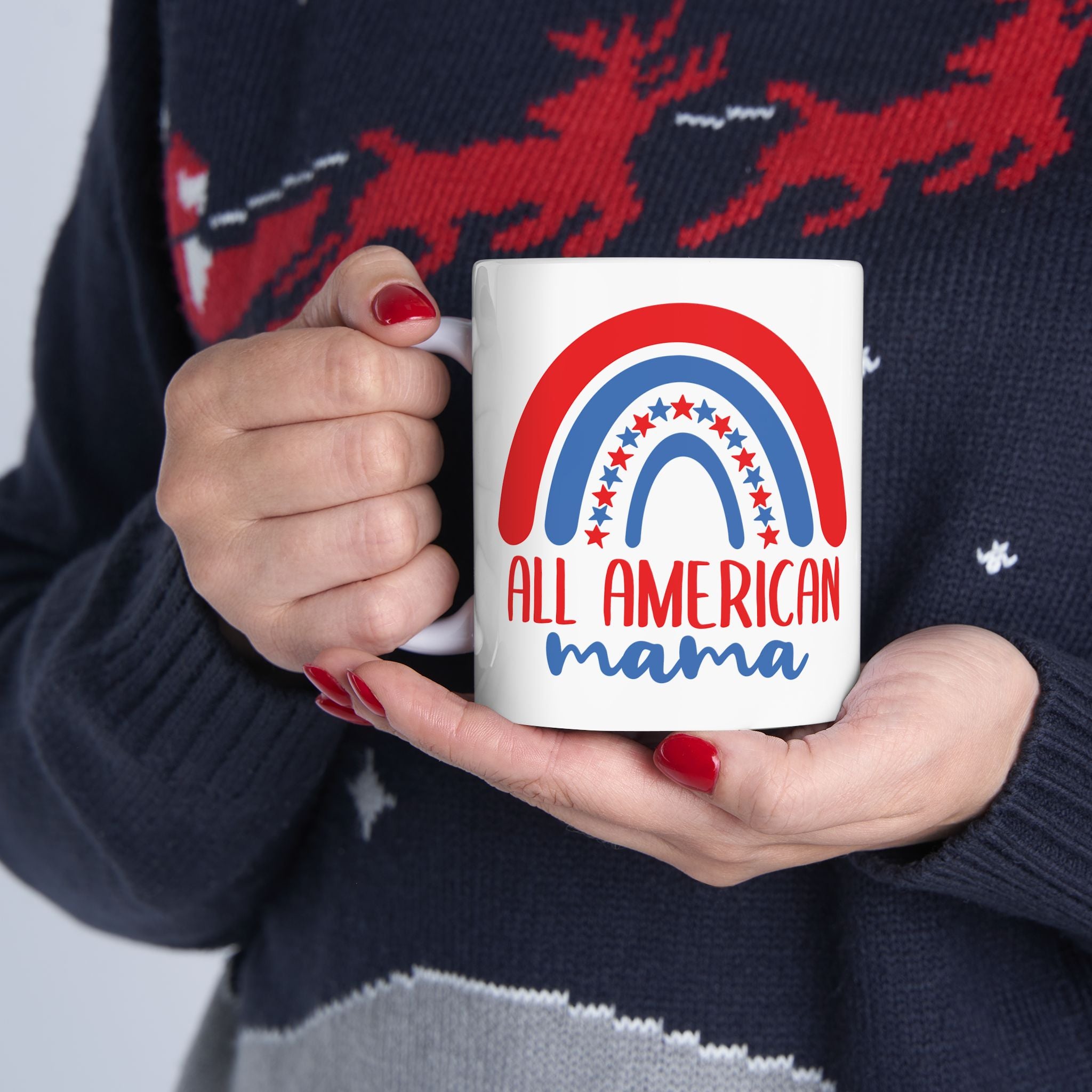 All American Mama Mom Patriotic USA Ceramic Coffee Mug