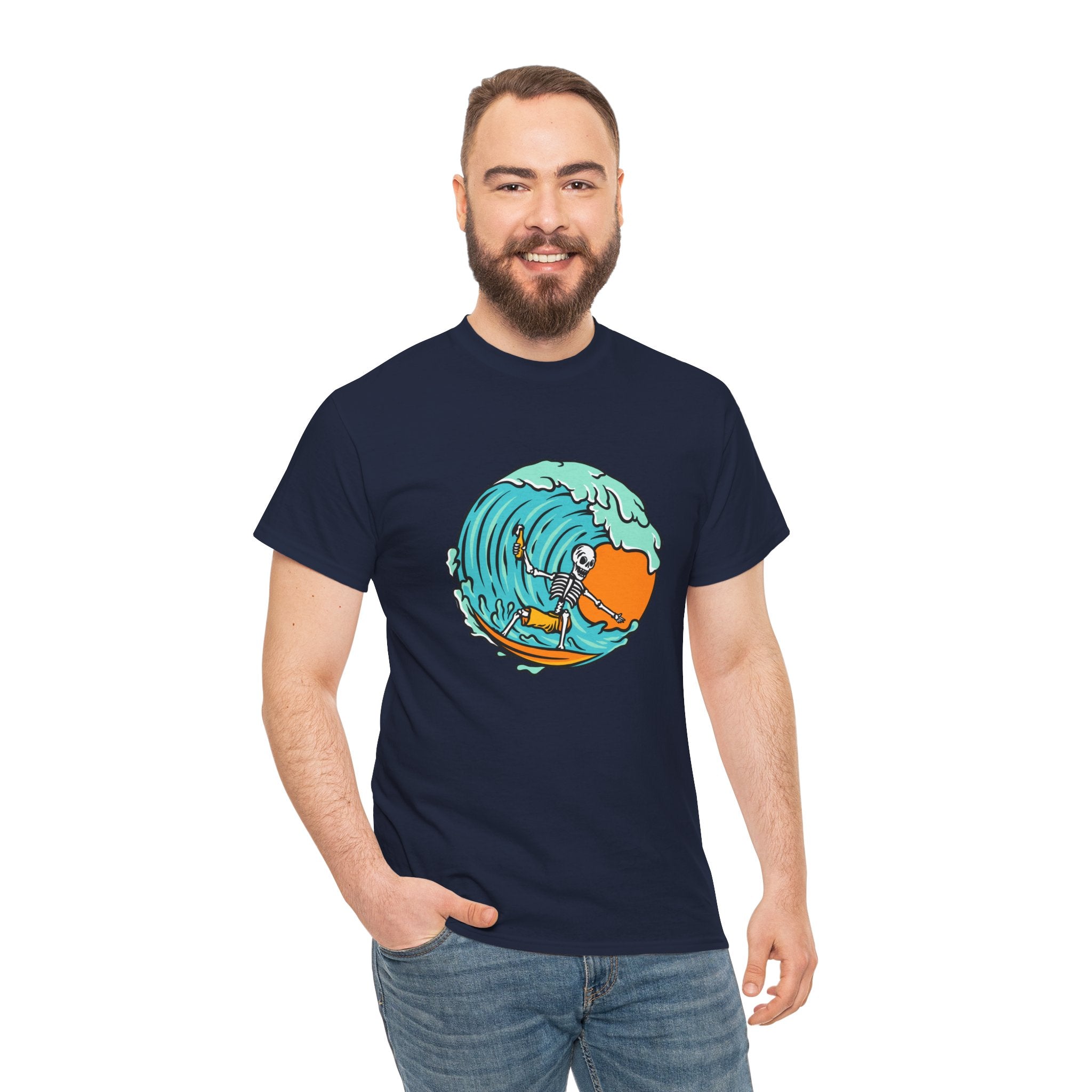 Surfing Skeleton Wave Mens Womens Unisex T-Shirt