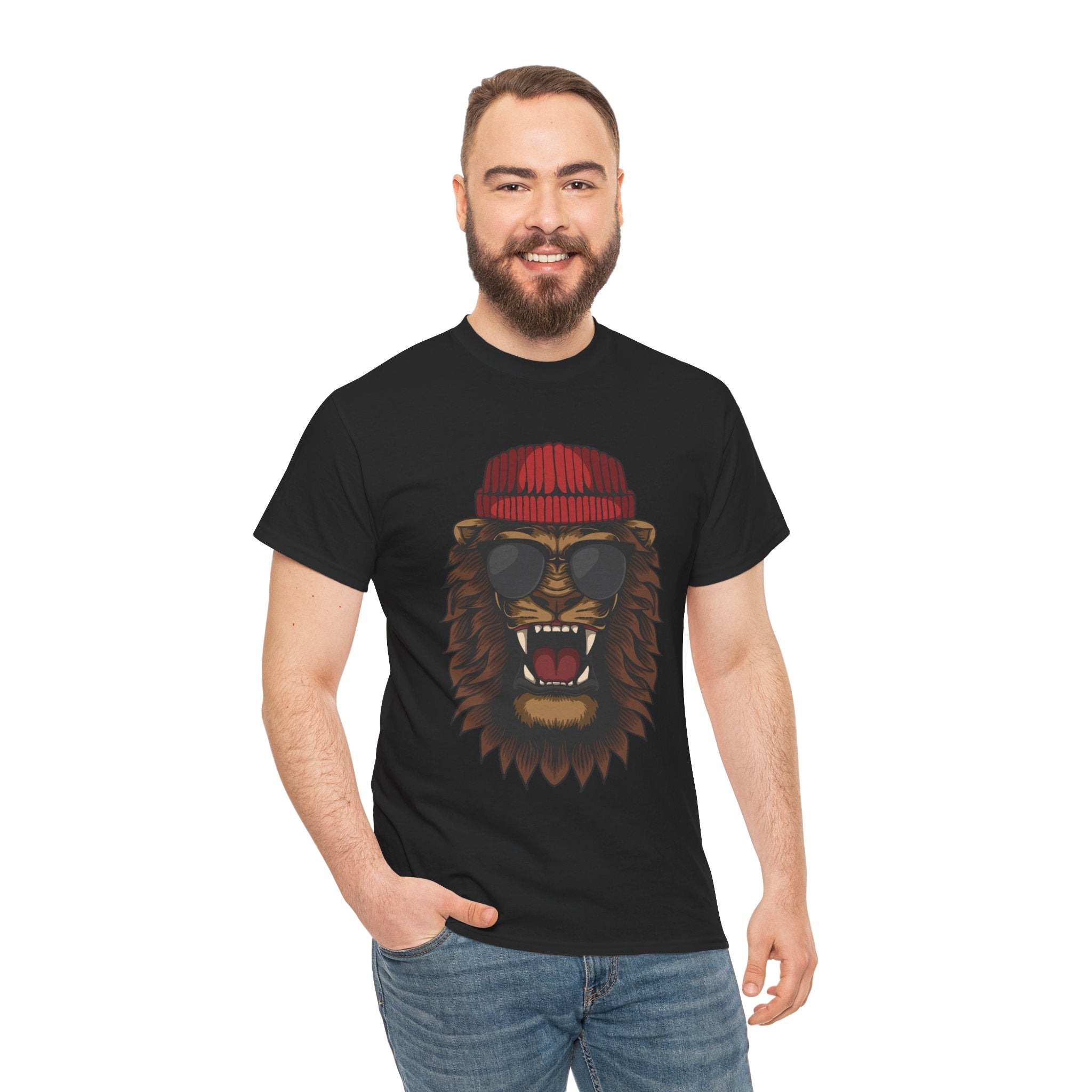 Hipster Lion Beanie Fashion Unisex Mens Womens T-Shirt