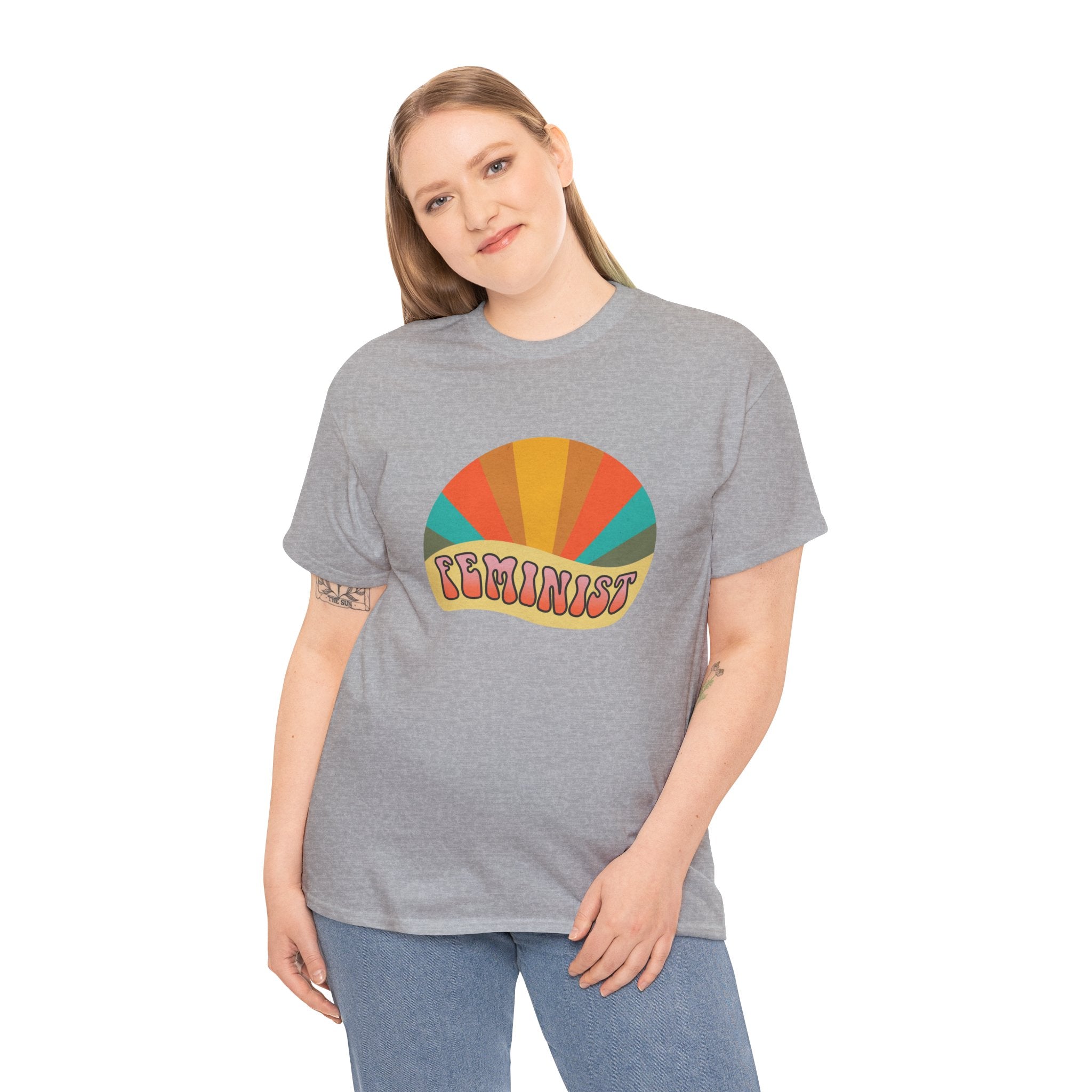 Cute Retro Feminist Sunrise Unisex Graphic Novelty Shirt Tee