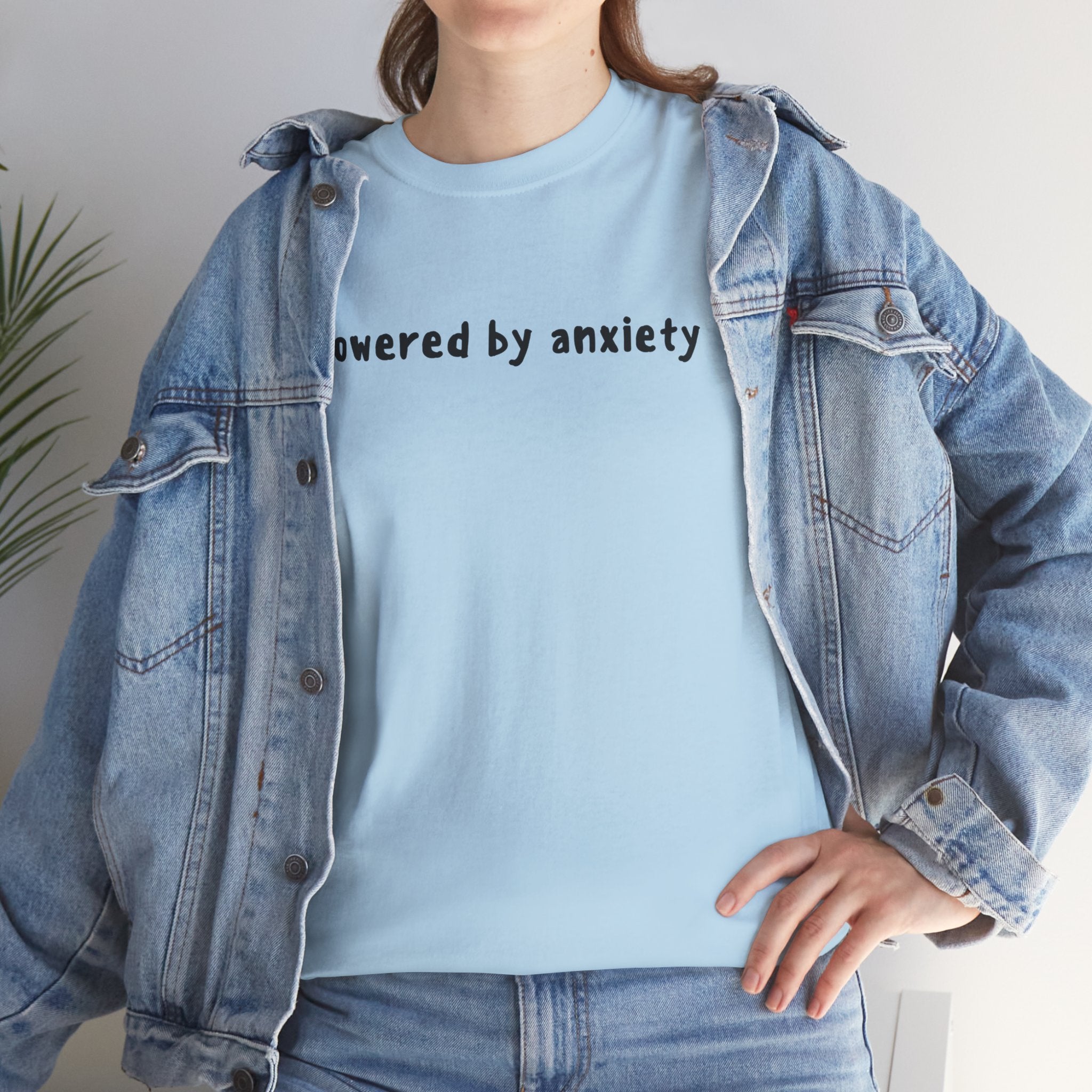 Powered By Anxiety Funny Meme Graphic Novelty Gift Unisex T-Shirt