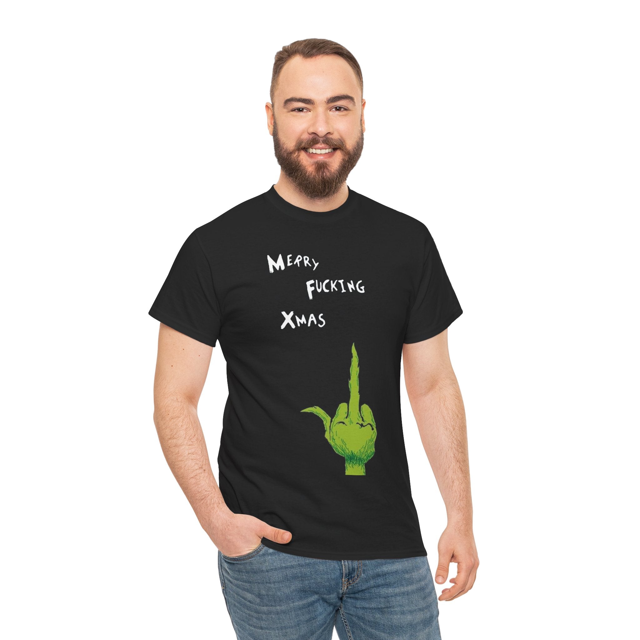 Merry F*cking Christmas Grinch Movie Funny Unisex Heavy Cotton Tee