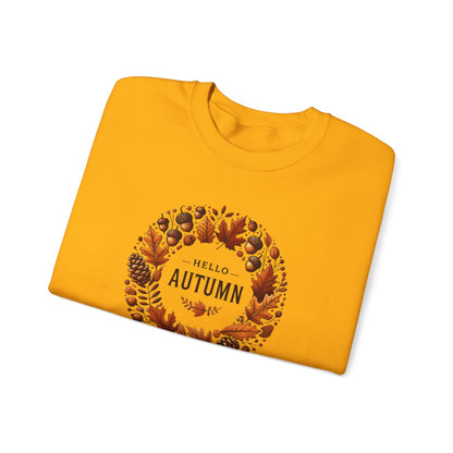 Hello Autumn Fall Wreath Leaf Design Sweatshirt