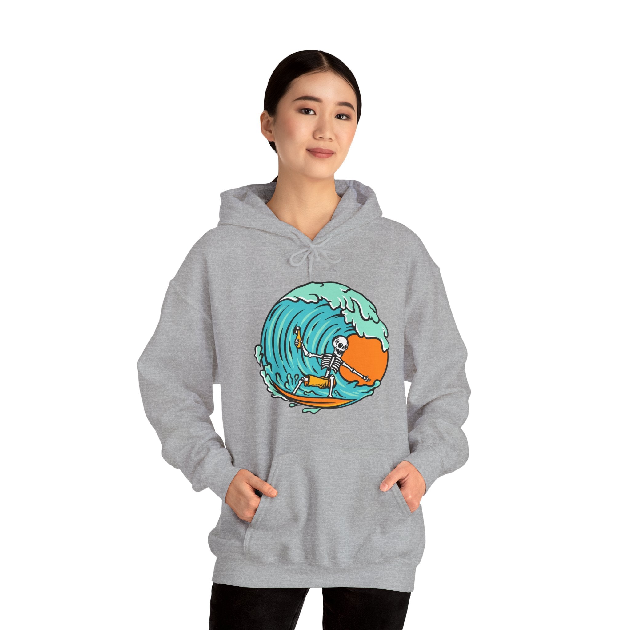 Surfing Skeleton Surfing Ocean Unisex Graphic Novelty Hoodie