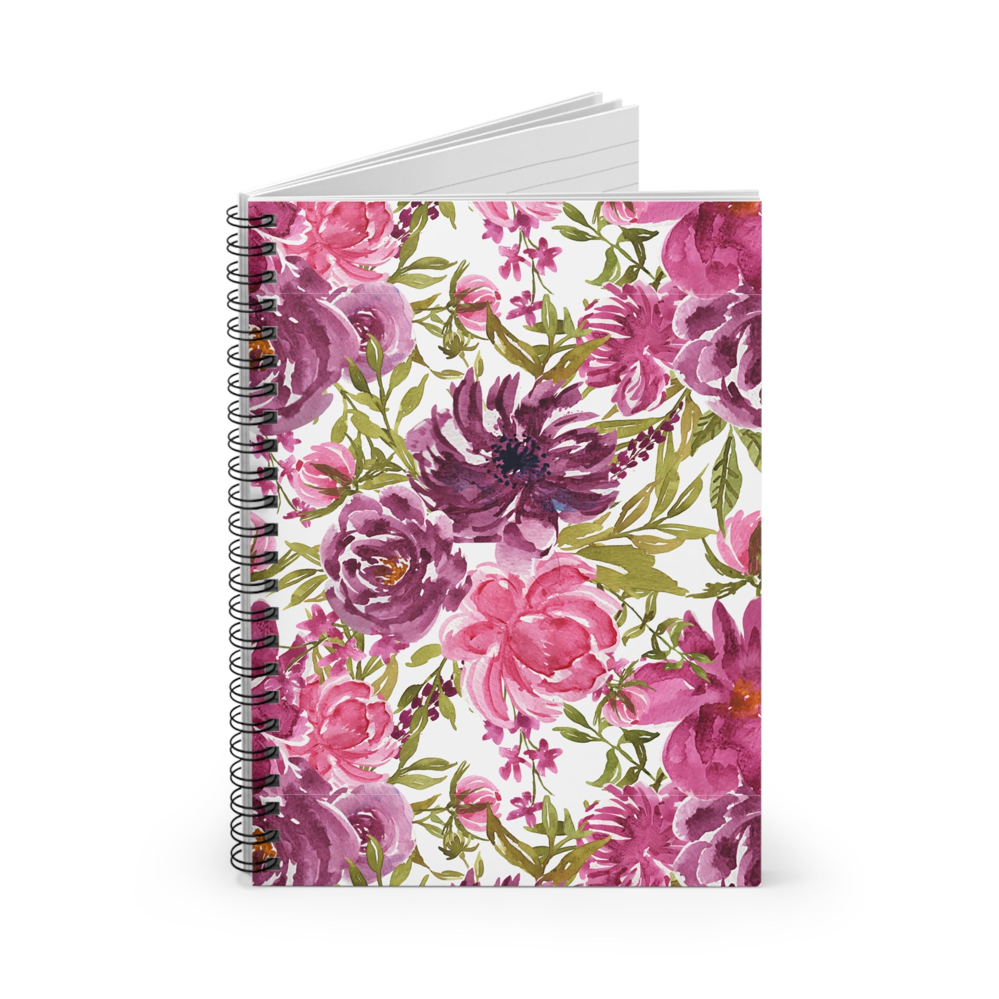 Cute Floral Watercolor Style Retro Plant Flower Spiral Journal Notebook