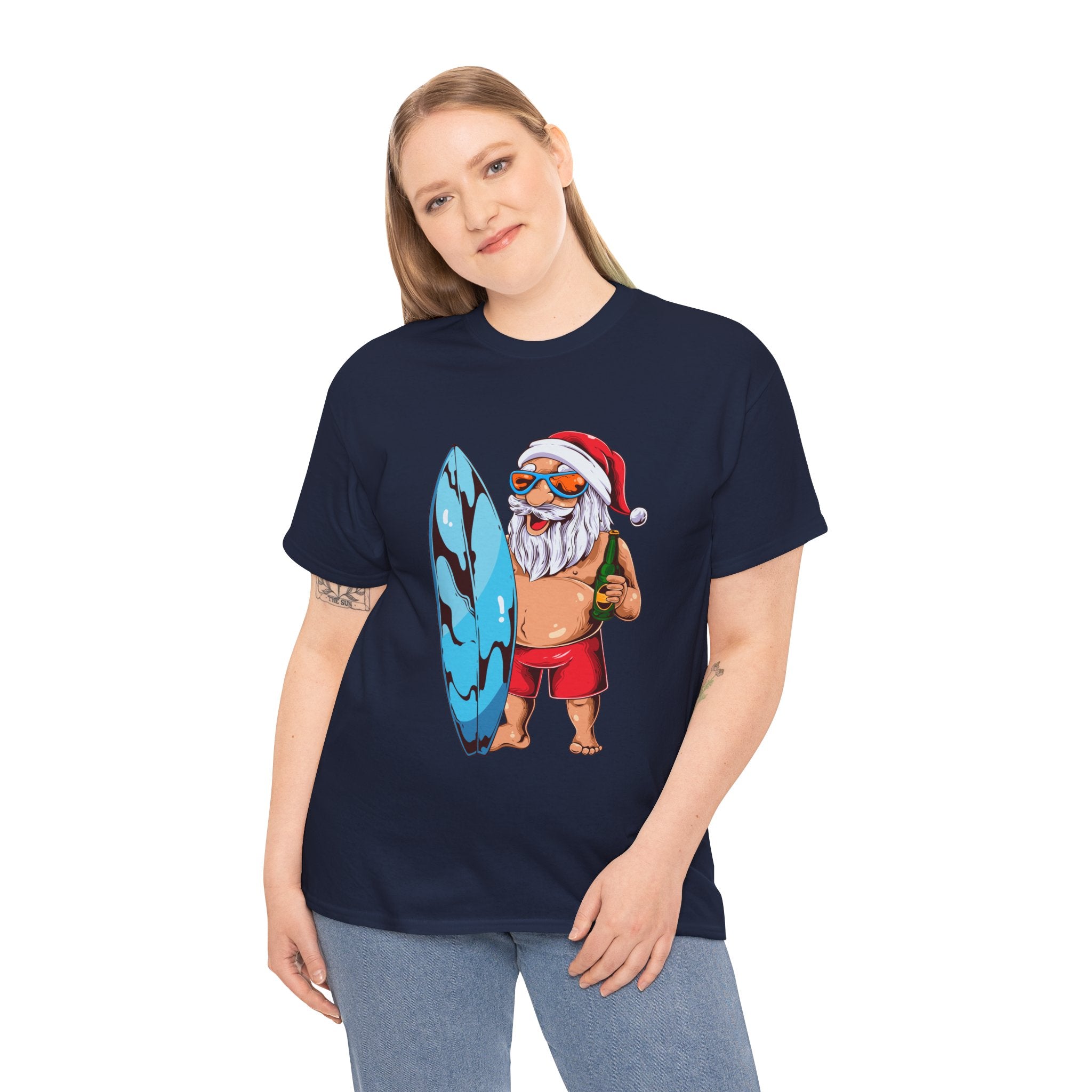 Santa Surfing Surfboard Christmas Holiday Unisex T-Shirt