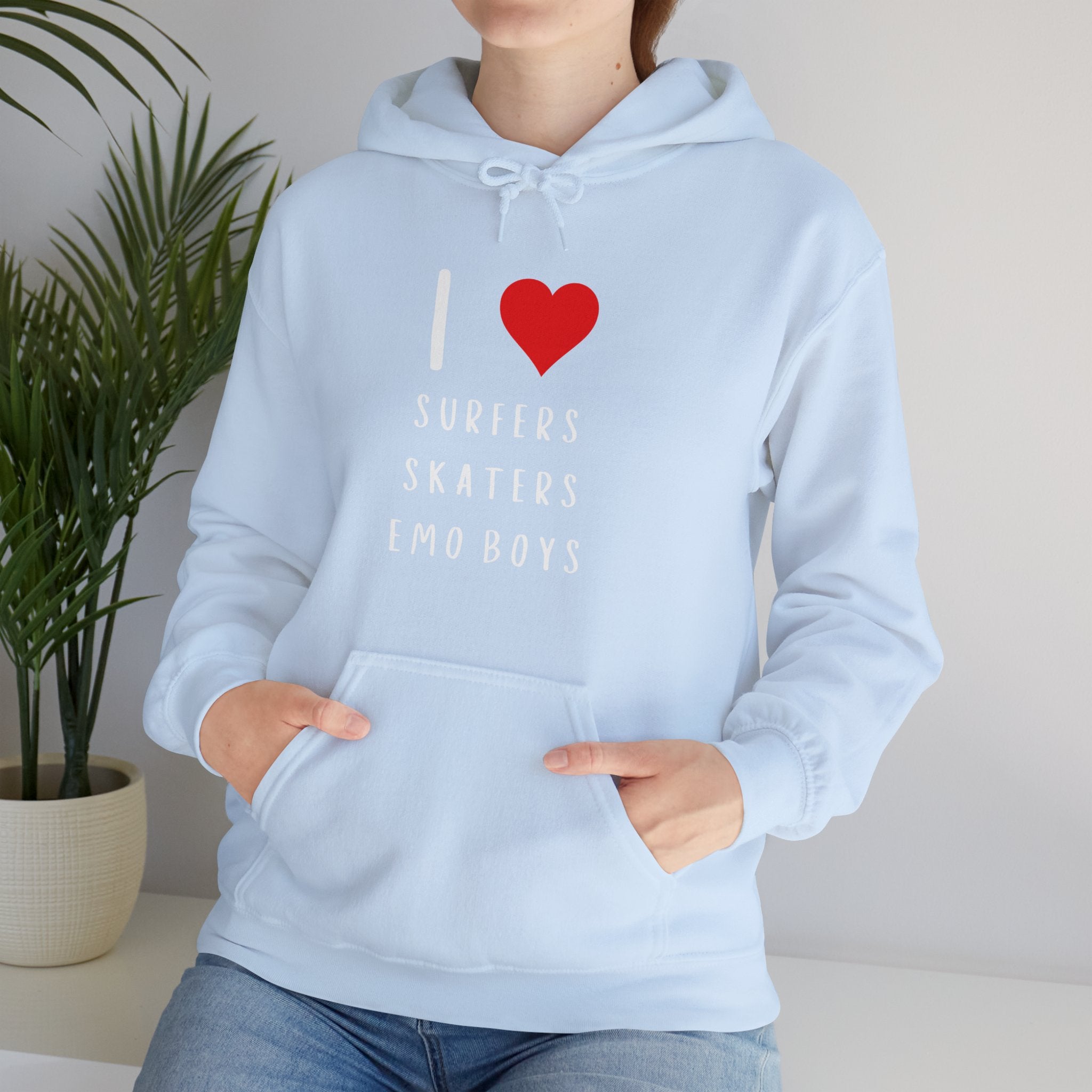 Funny Women's I Love Surfers Skaters Emo Boys Graphic Novelty Hoodie