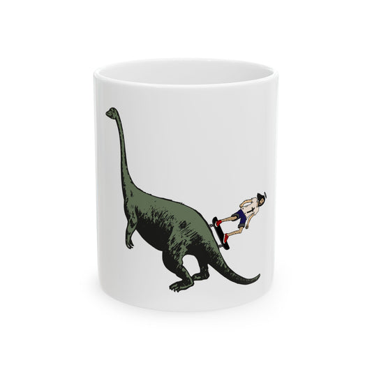 Funny Jesus Skateboarding Dinosaur Meme Humor Gift Graphic Novelty Coffee Mug