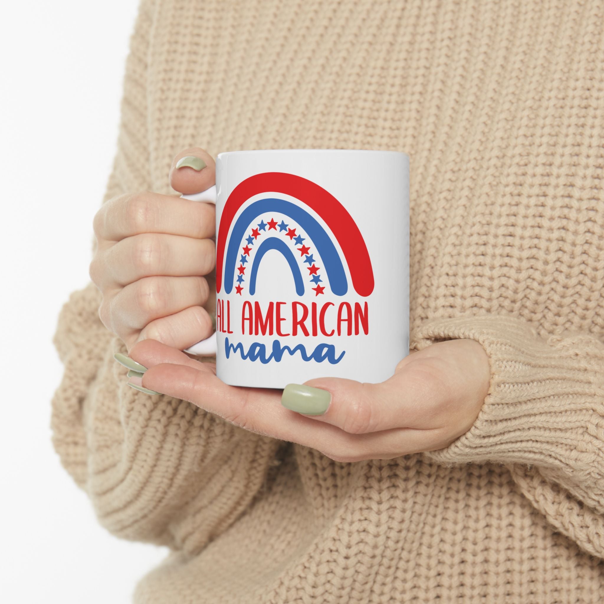 All American Mama Mom Patriotic USA Ceramic Coffee Mug