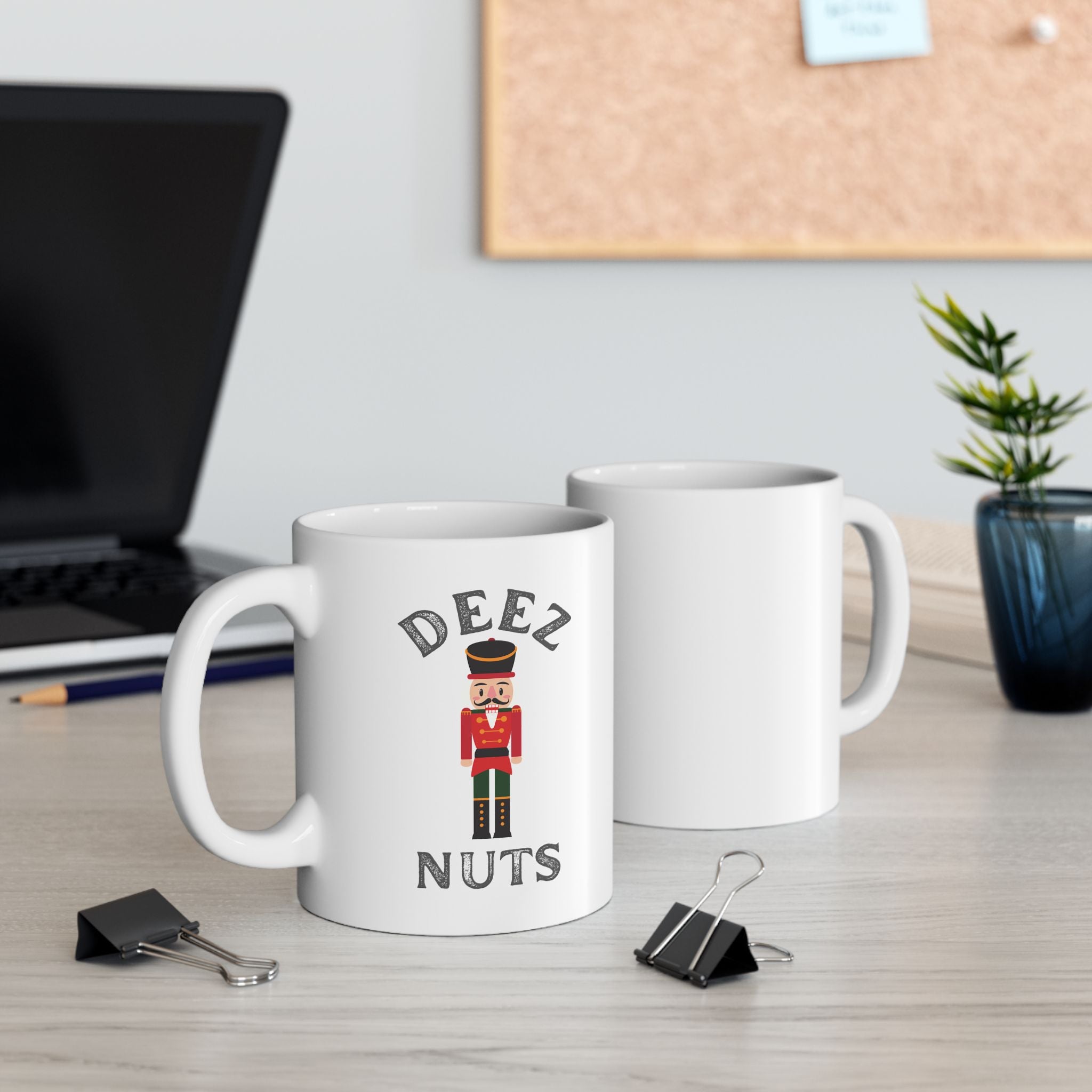 Funny Christmas Deez Nuts Nutcracker Humor Ceramic Coffee Novelty Gift Mug