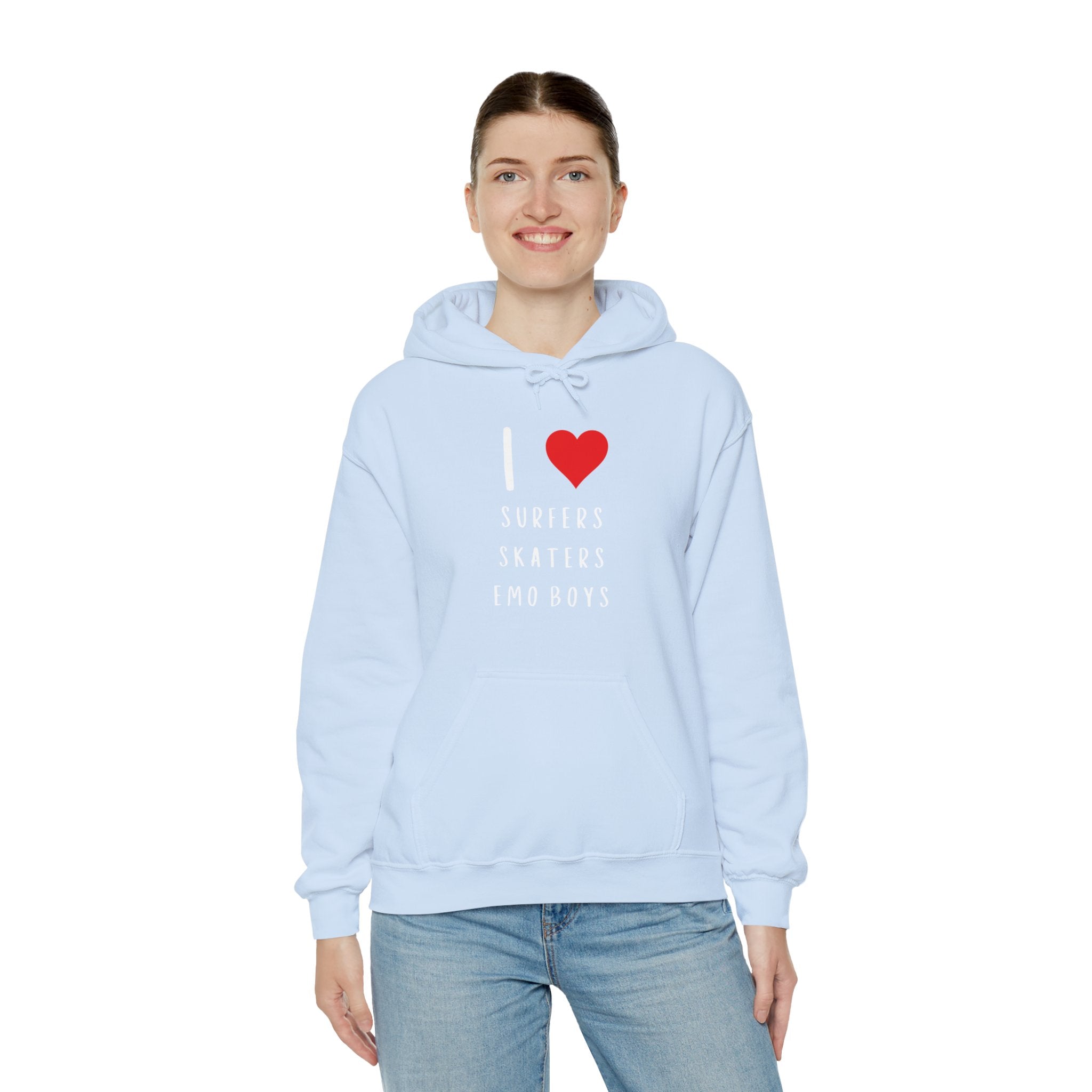 Funny Women's I Love Surfers Skaters Emo Boys Graphic Novelty Hoodie