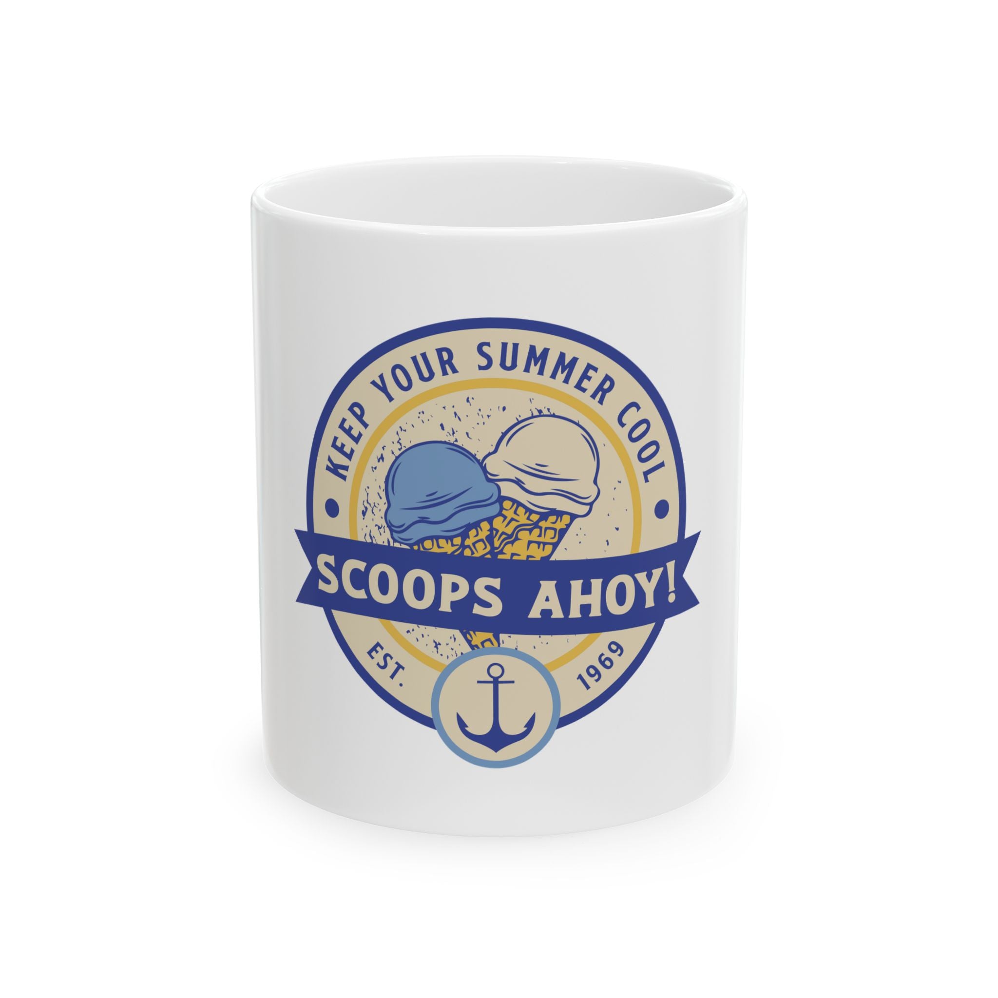 Scoops Ahoy Ice Cream Retro Graphic Novelty Ceramic Coffee Mug