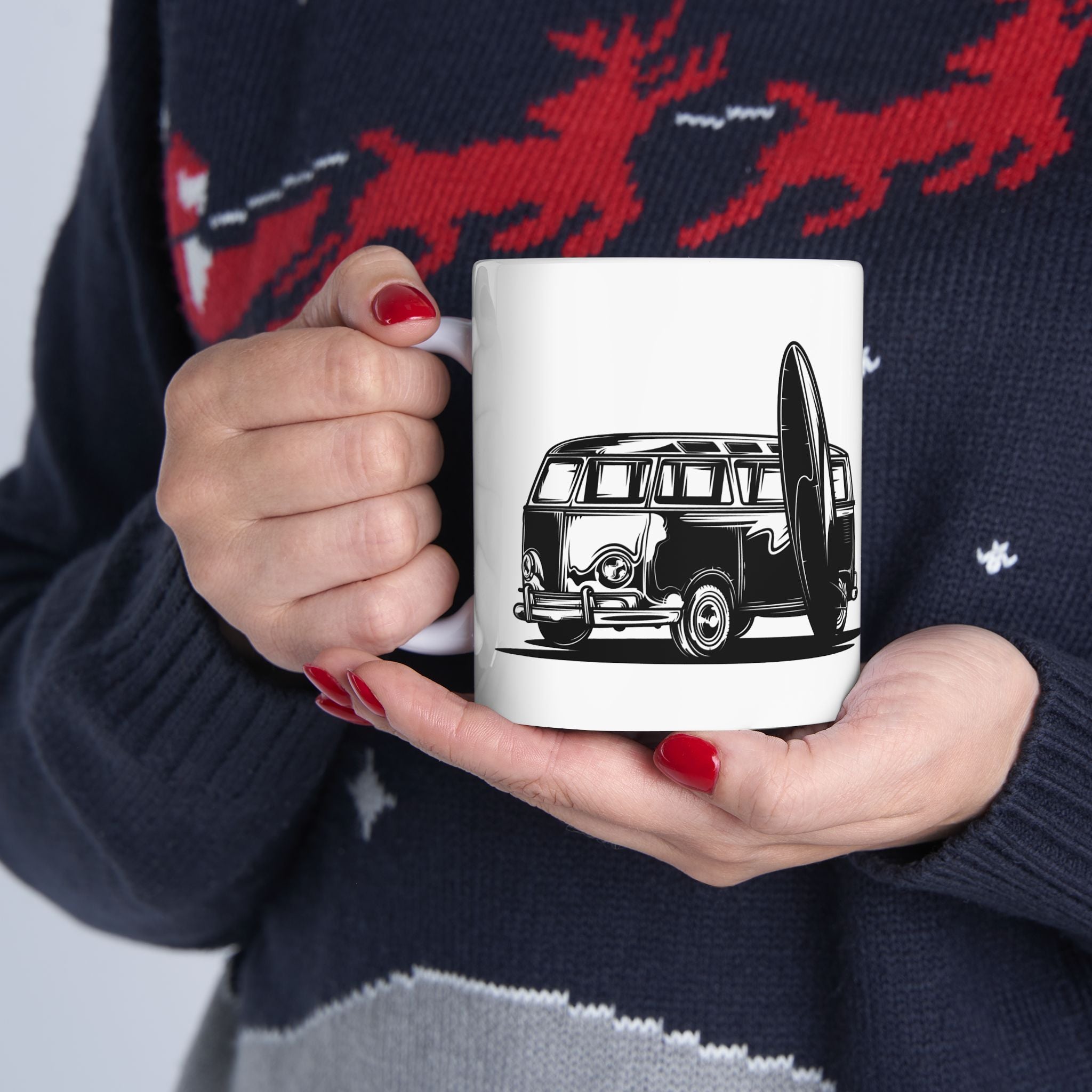 Vintage Bus Beach Surf Ceramic Coffee Mug