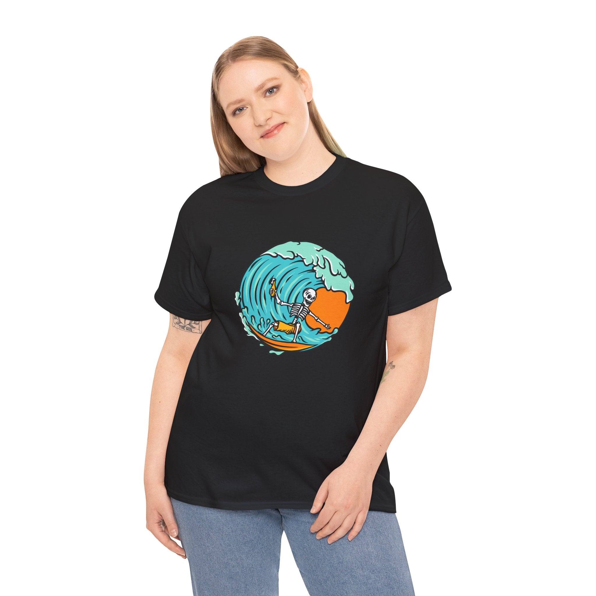 Surfing Skeleton Wave Mens Womens Unisex T-Shirt