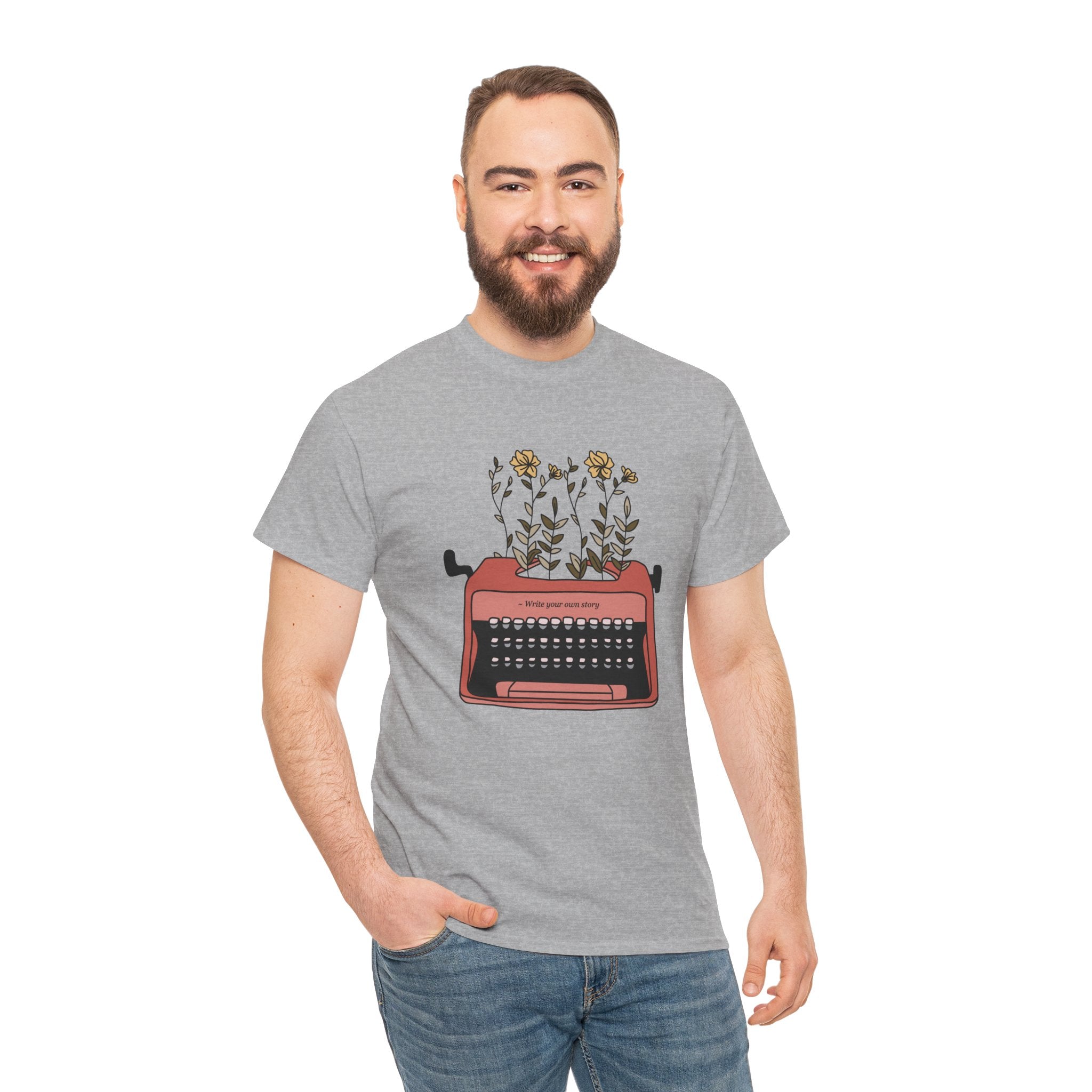 Cute Typewriter Flowers Retro Unisex Graphic Novelty Shirt Tee