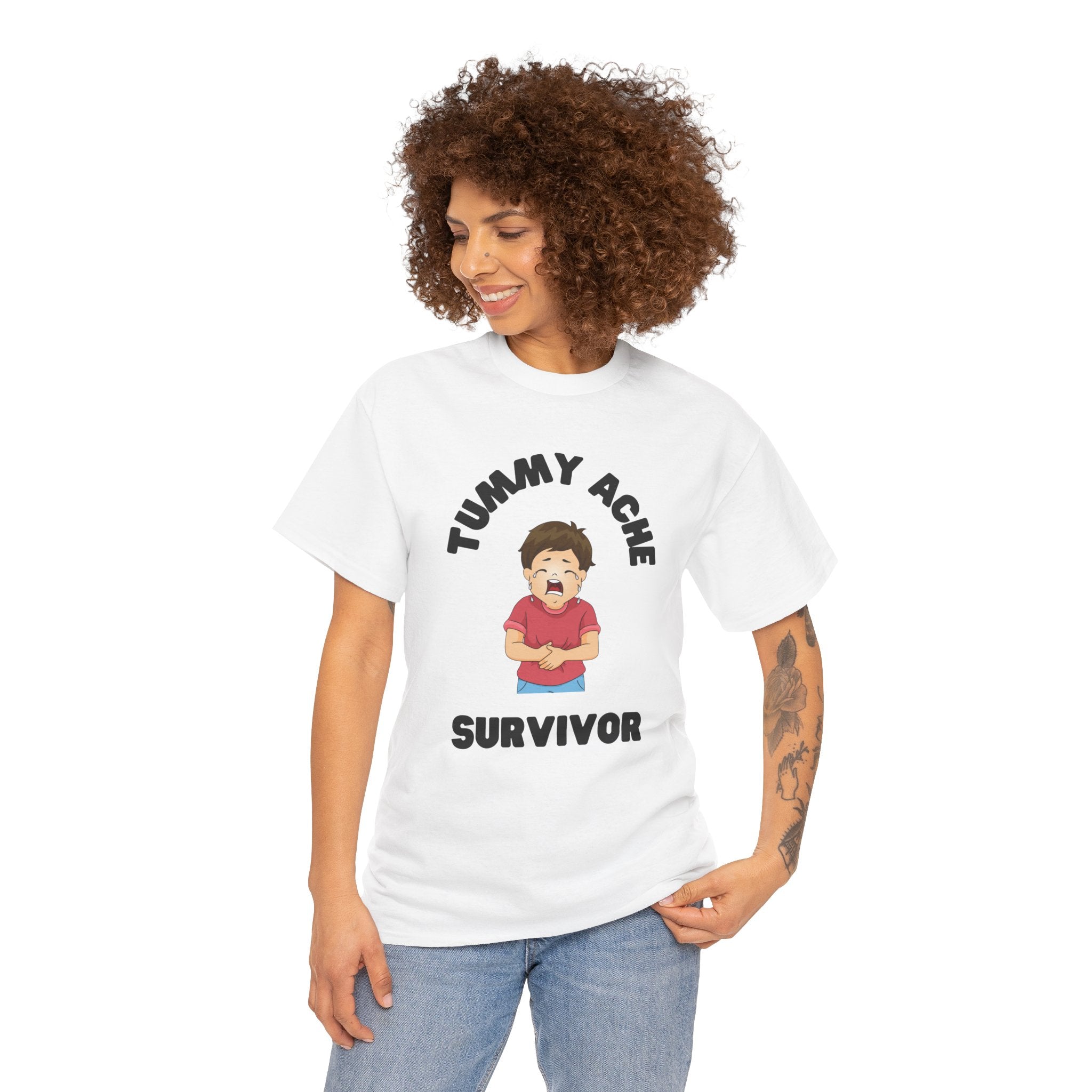 Tummy Ache Survivor Funny Meme Unisex Mens Women T-Shirt