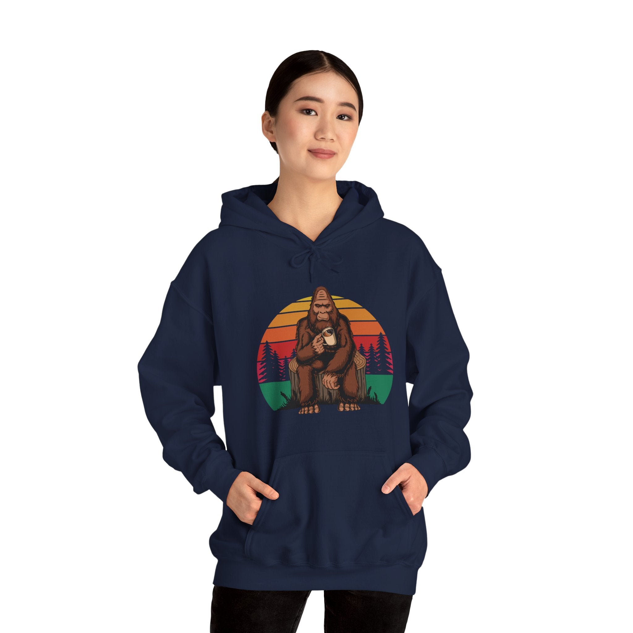 Bigfoot Coffee Drinker Outdoor Camping Unisex Mens Womens Hoodie