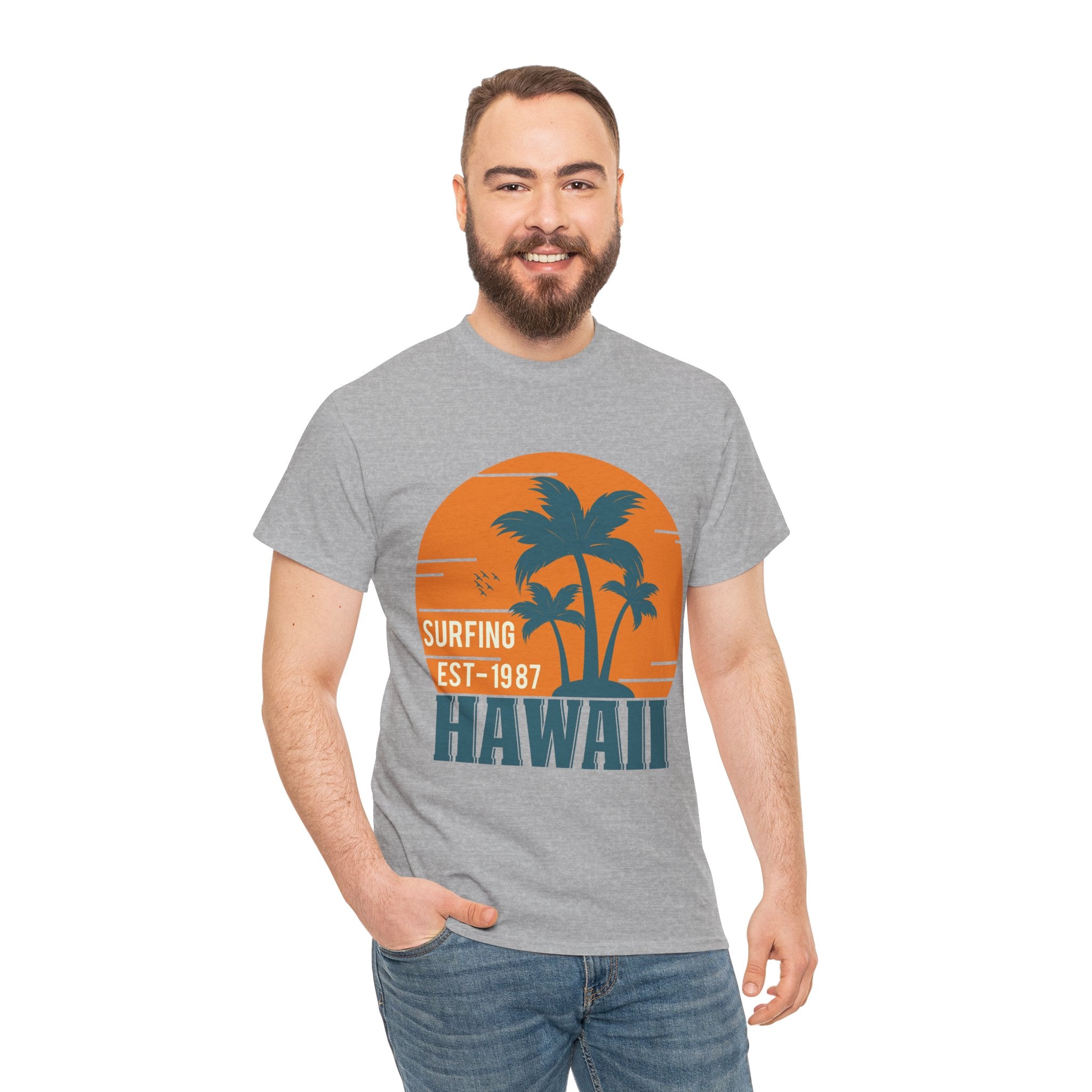 Surfing Hawaii HI Souvenir Gift Unisex Graphic Novelty T-Shirt