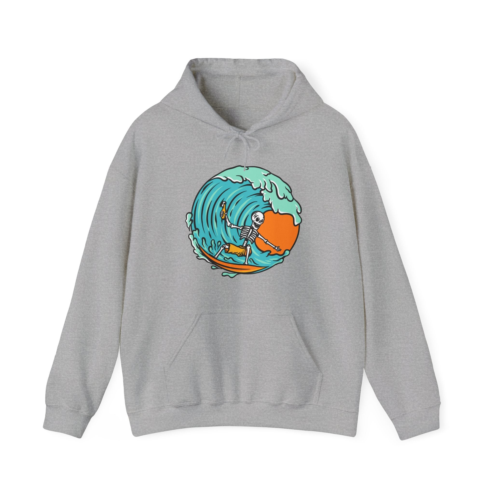 Surfing Skeleton Surfing Ocean Unisex Graphic Novelty Hoodie