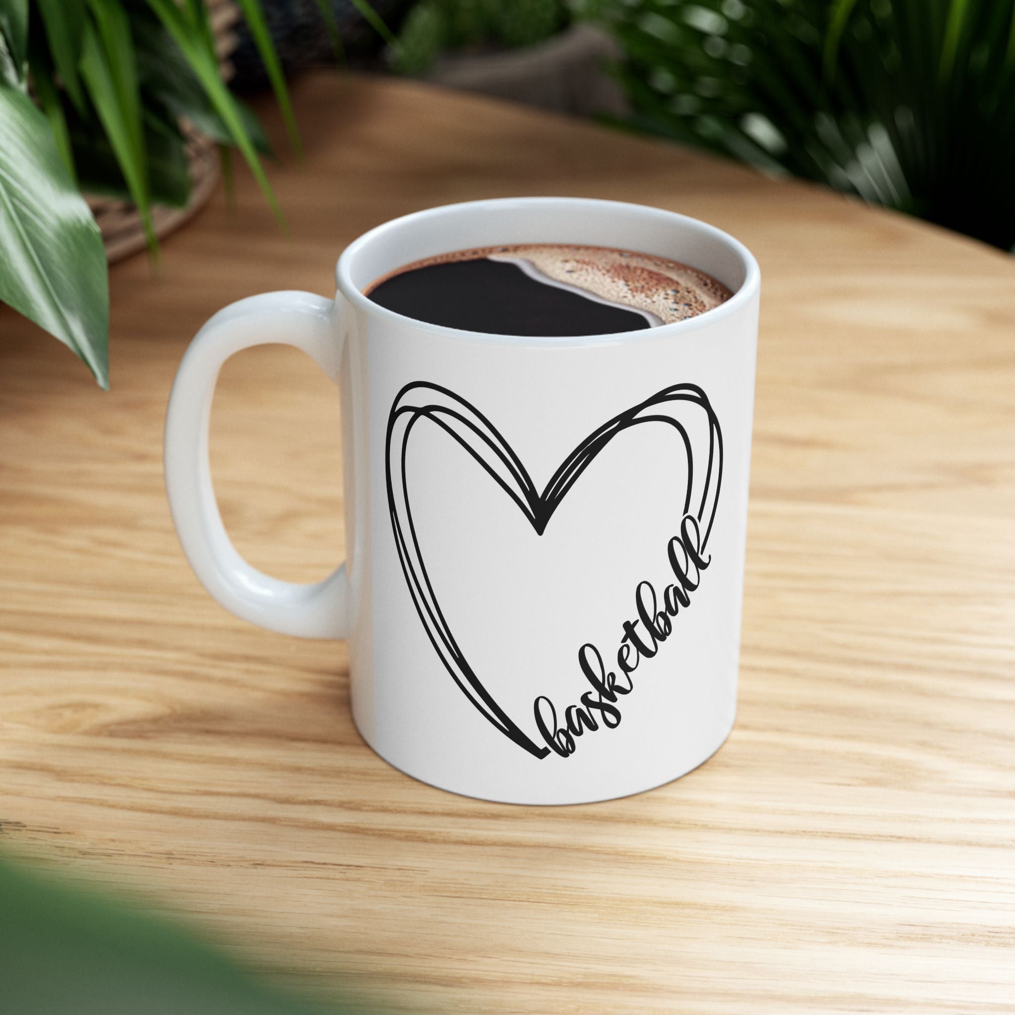 Basketball Sport Cute Heart Ceramic Coffee Mug