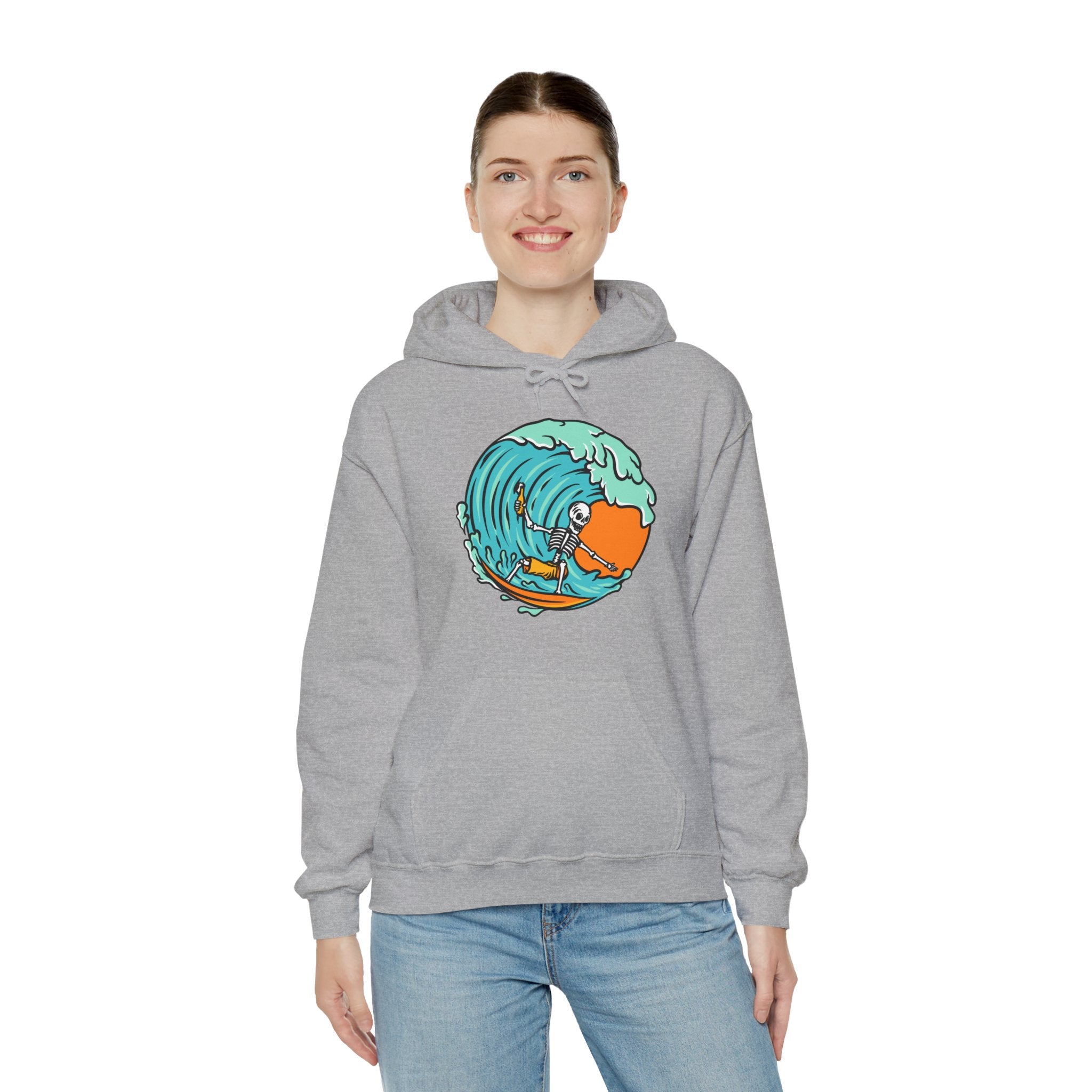 Surfing Skeleton Surfing Ocean Unisex Graphic Novelty Hoodie