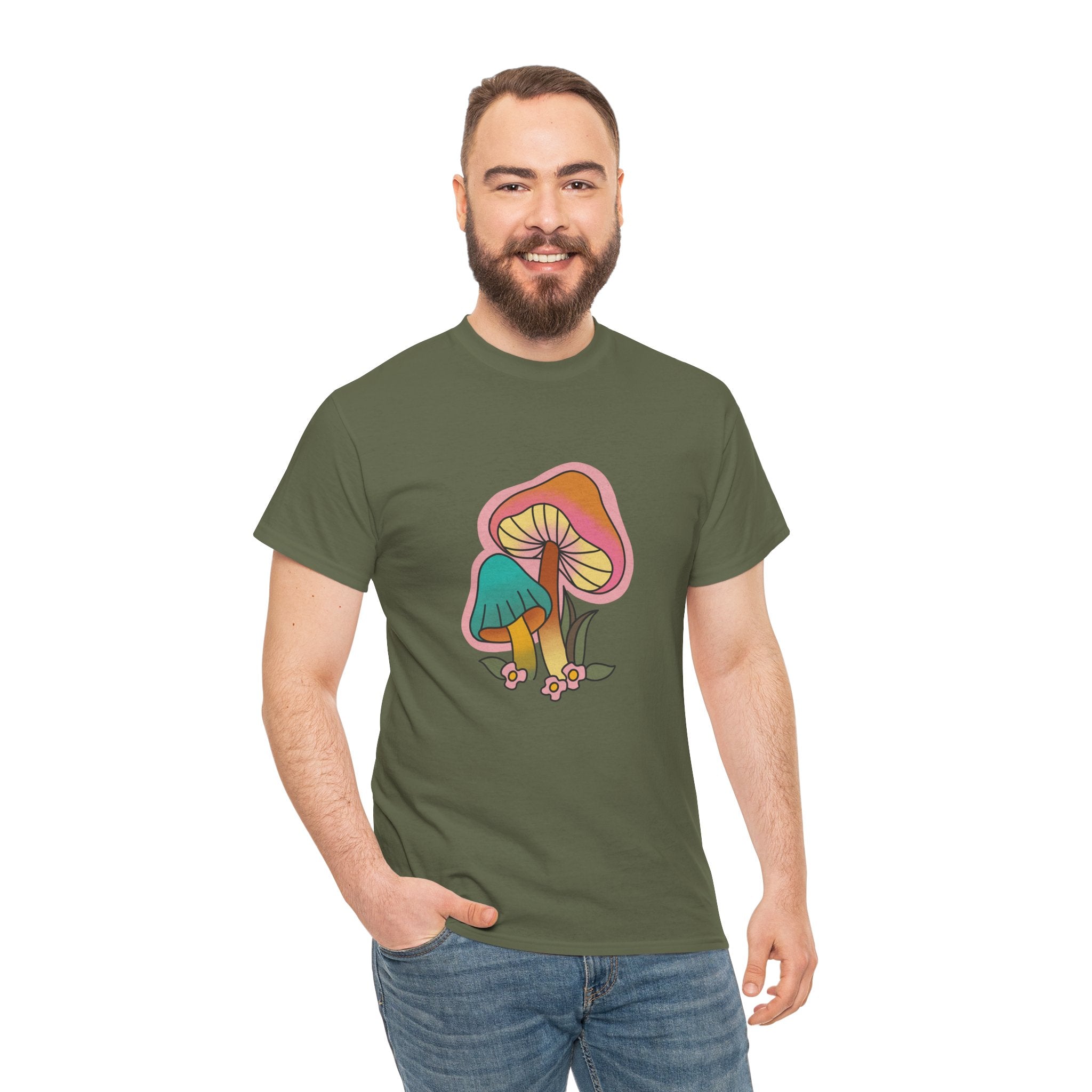 Cute Retro Hippie Mushroom Fungi Unisex Graphic Novelty Shirt Tee