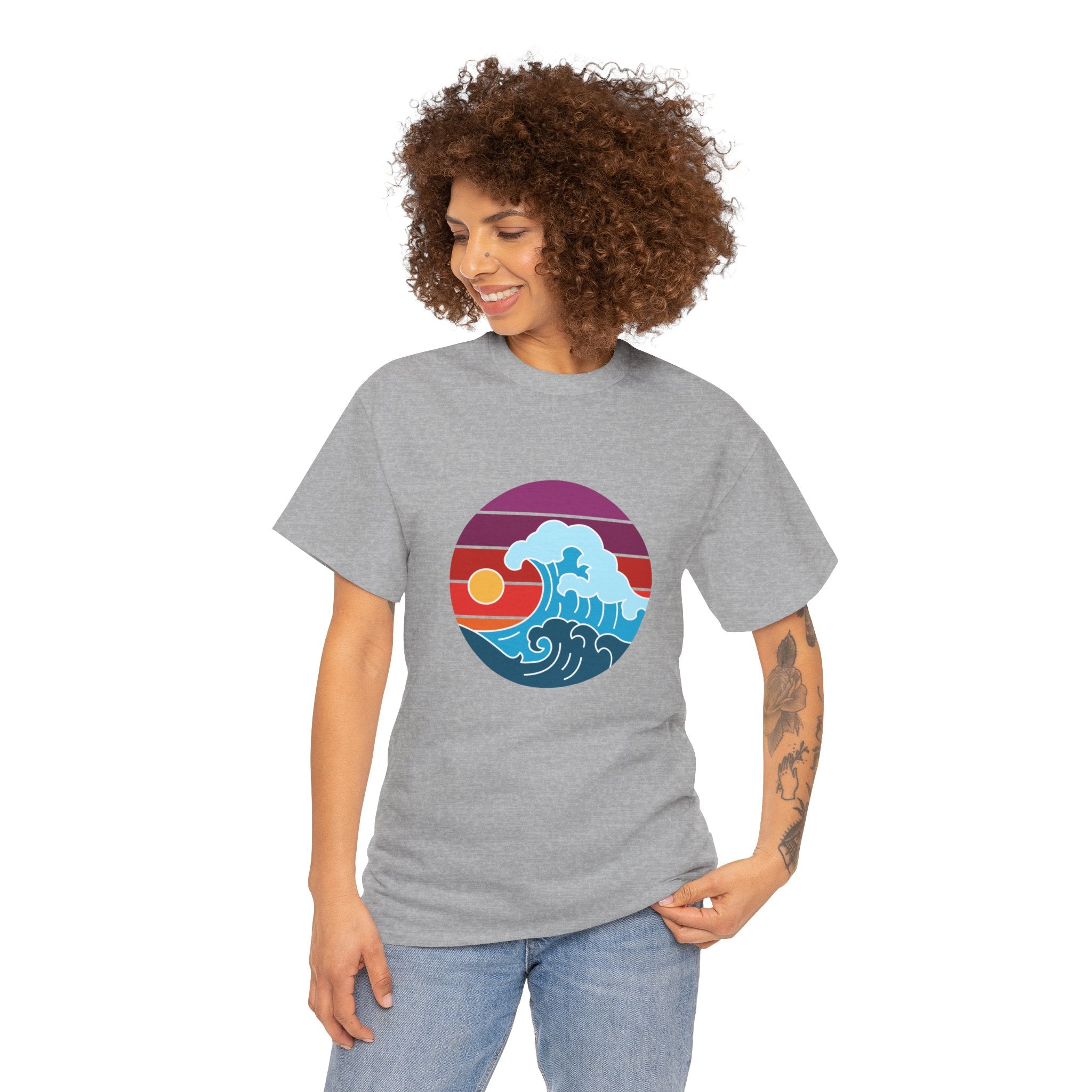 Wave Sunset Ocean Unisex Graphic Novelty Shirt Tee