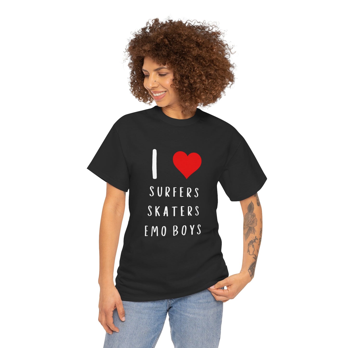 Funny Women’s "I Love Surfers, Skaters, Emo Boys" Graphic T-Shirt