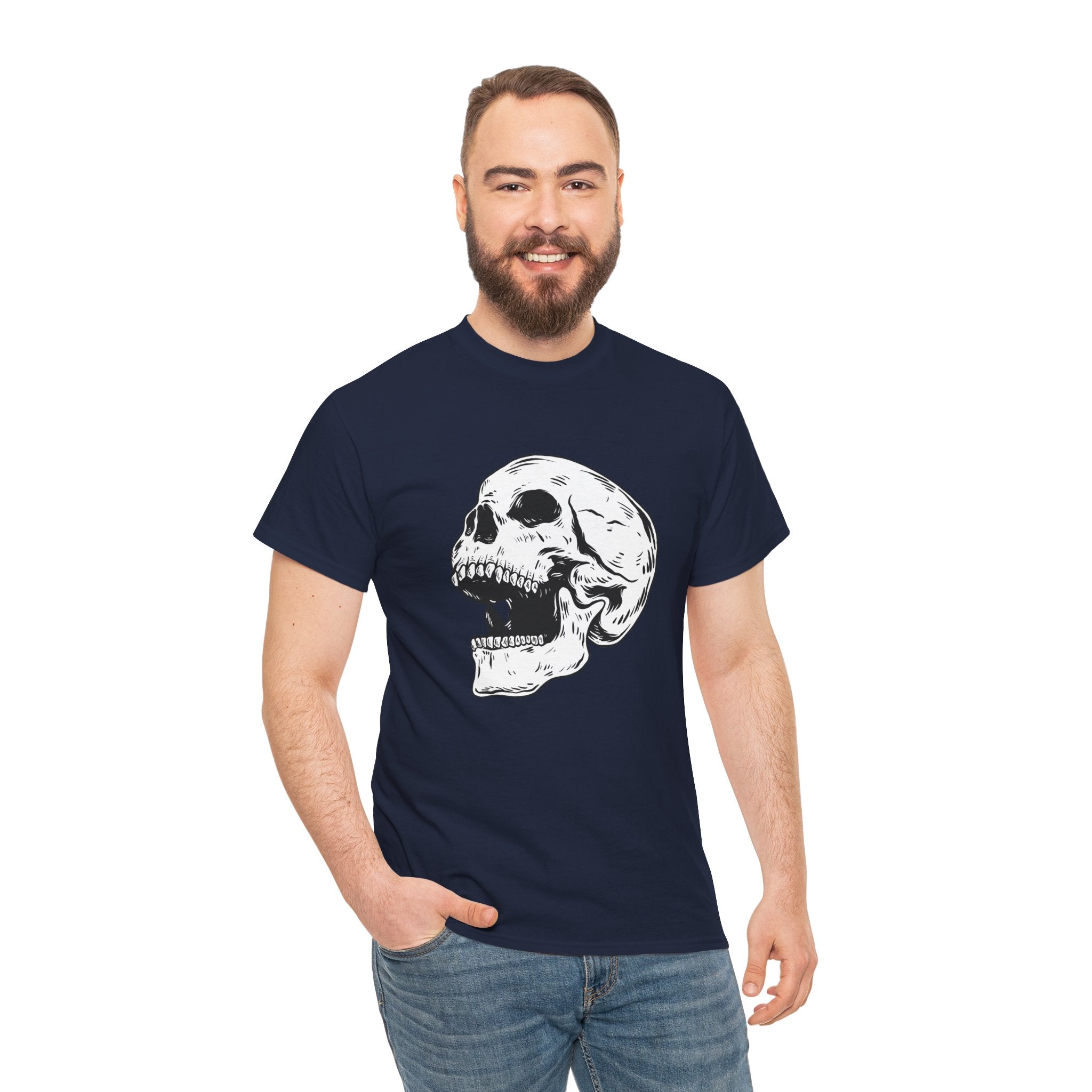 Mens Skeleton Skull Face T-Shirt