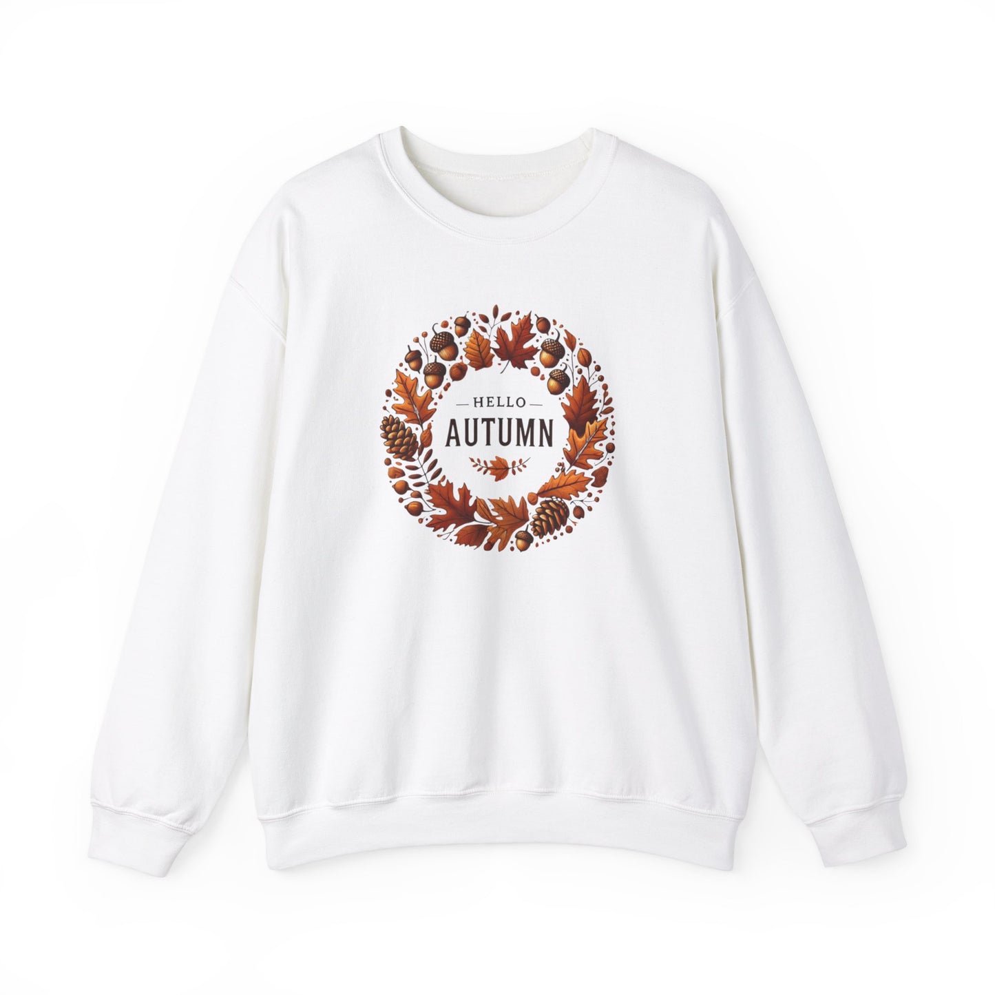 Hello Autumn Fall Wreath Leaf Design Sweatshirt