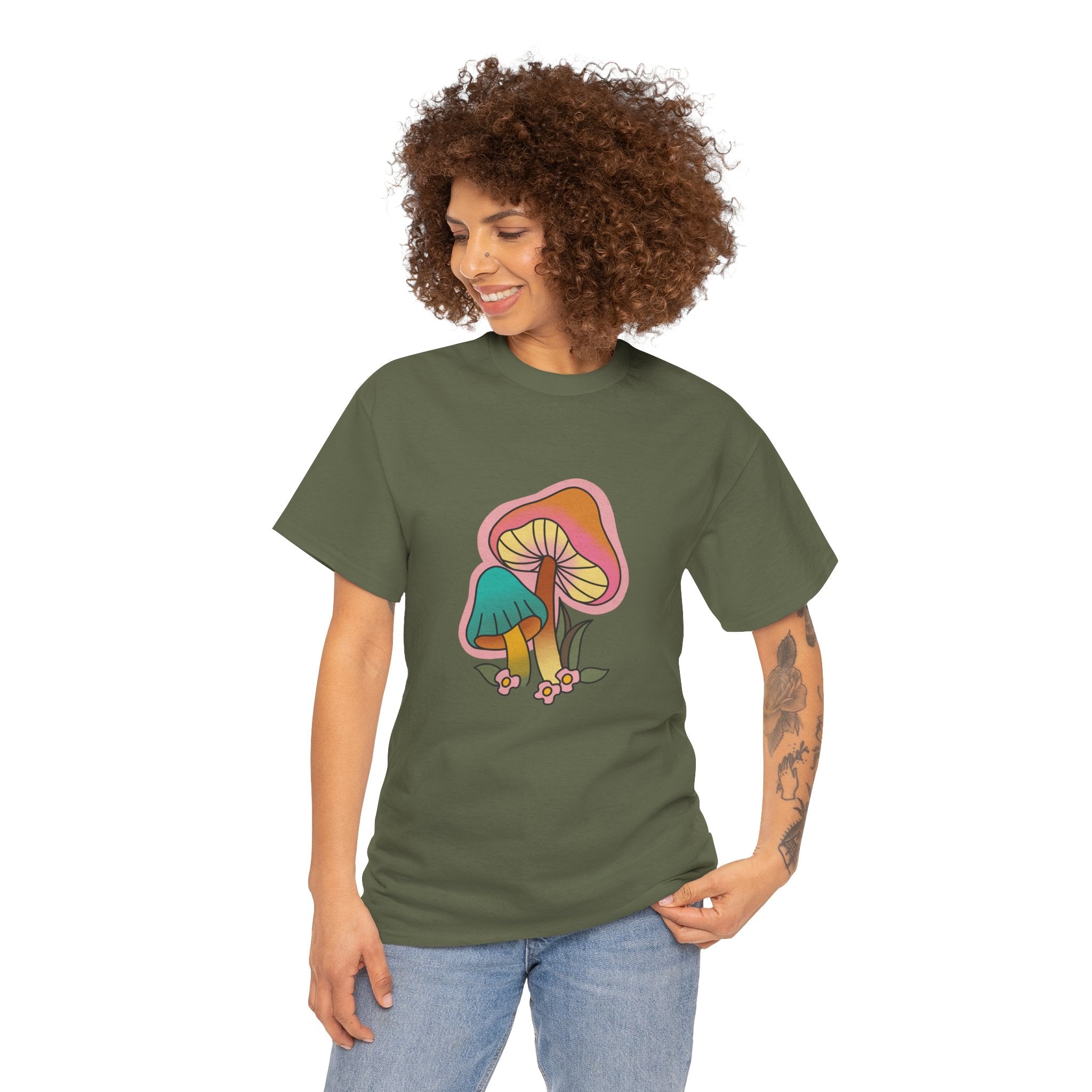 Cute Retro Hippie Mushroom Fungi Unisex Graphic Novelty Shirt Tee