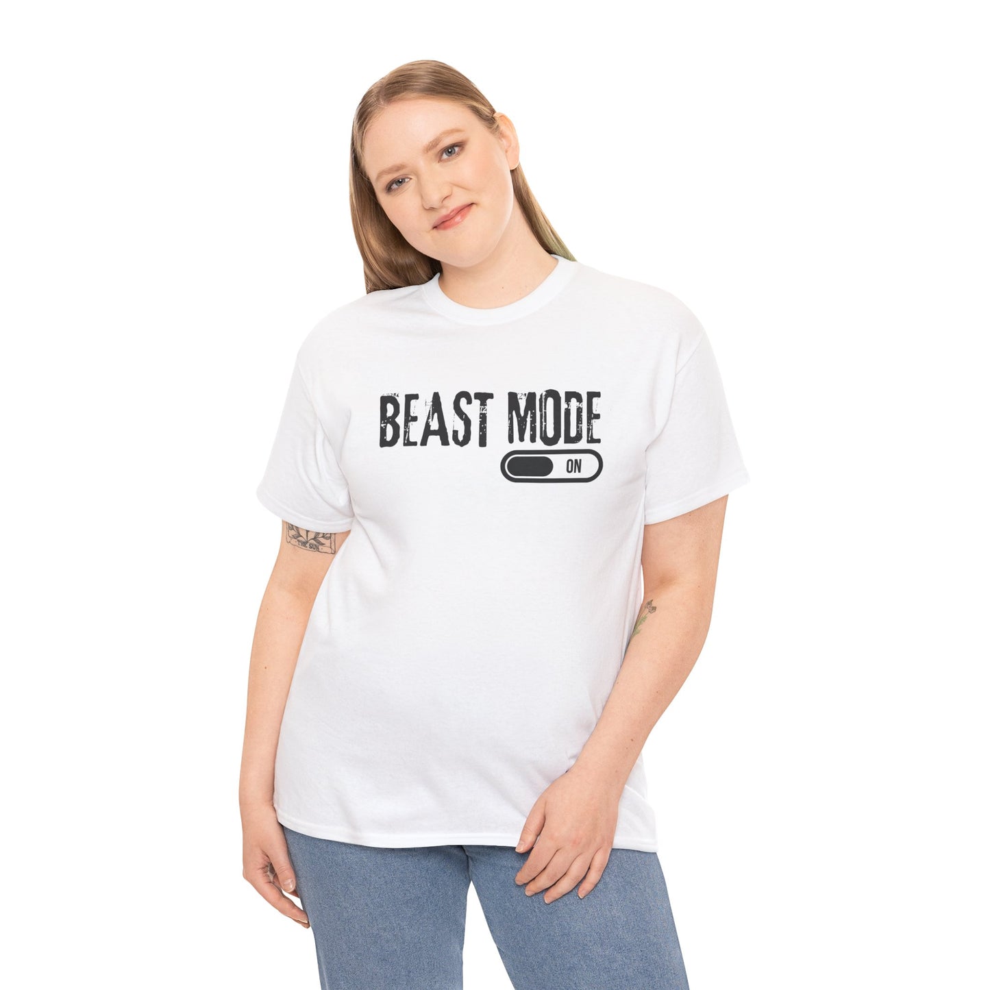 Beast Mode On Workout Fitness Gym Rat Unisex Heavy Cotton Tee