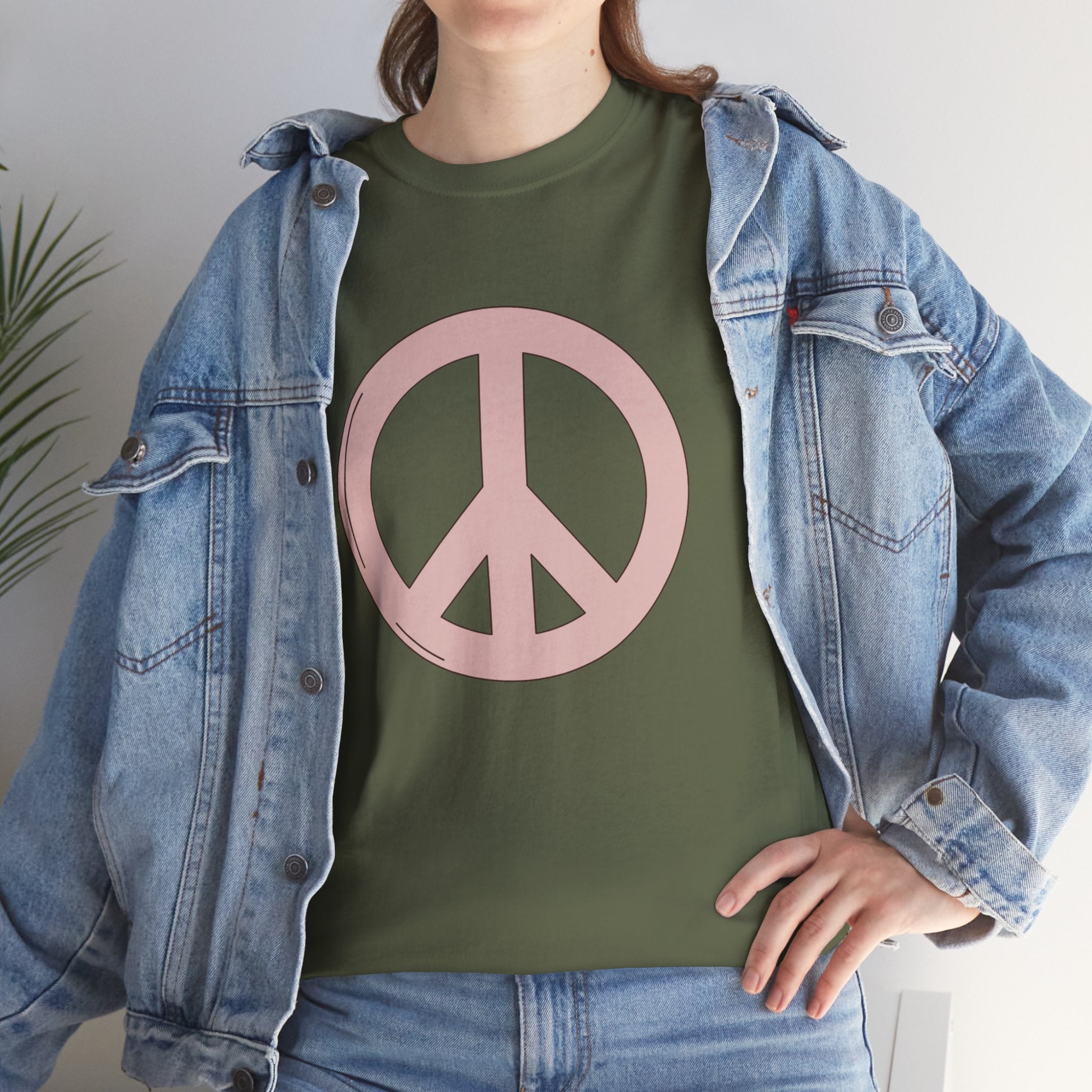 Cute Retro Pink Peace Sign Unisex Graphic Novelty Shirt Tee