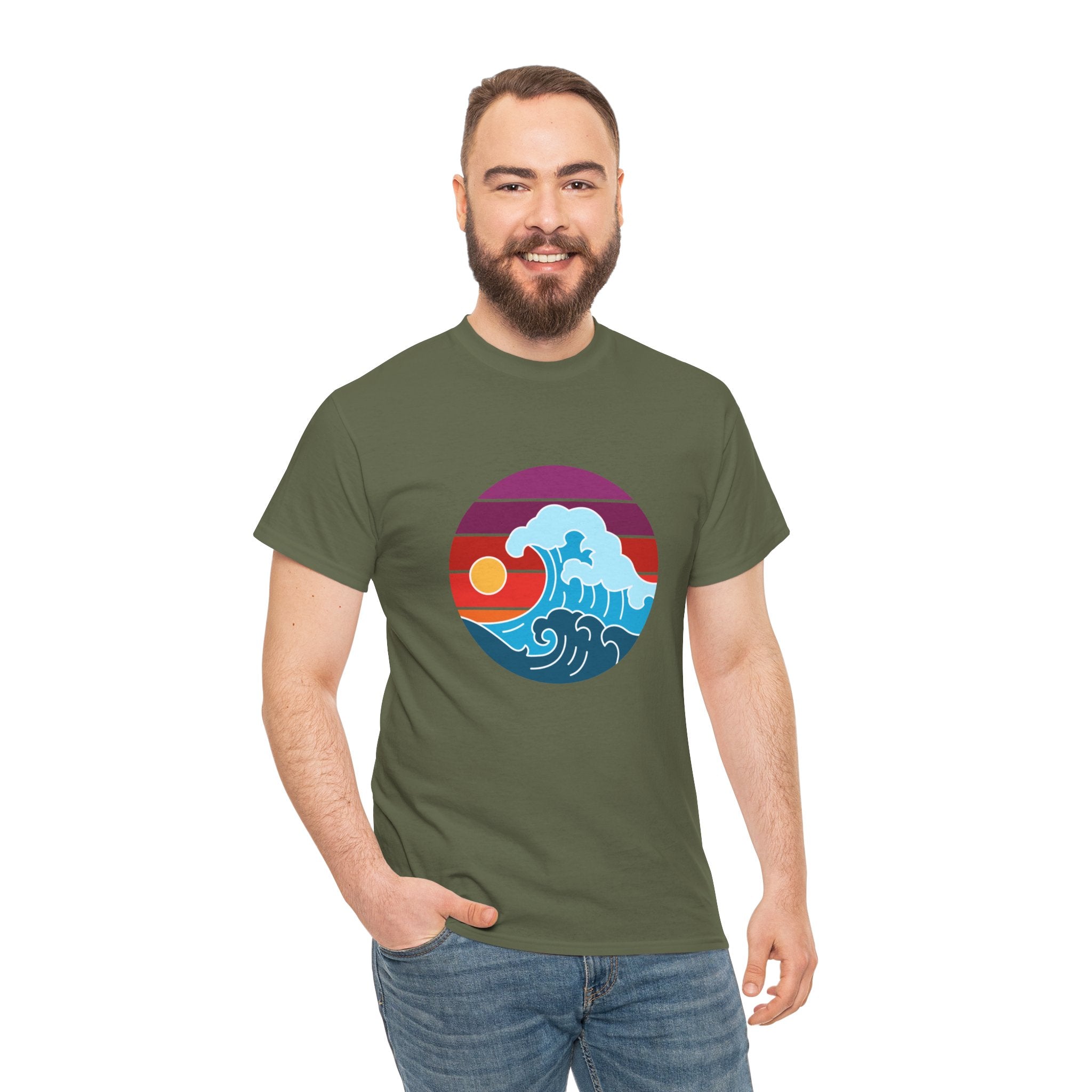 Wave Sunset Ocean Unisex Graphic Novelty Shirt Tee