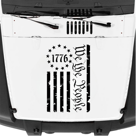 We The People 1776 Patriotic Tattered USA American Flag Vinyl Decal For Car Truck
