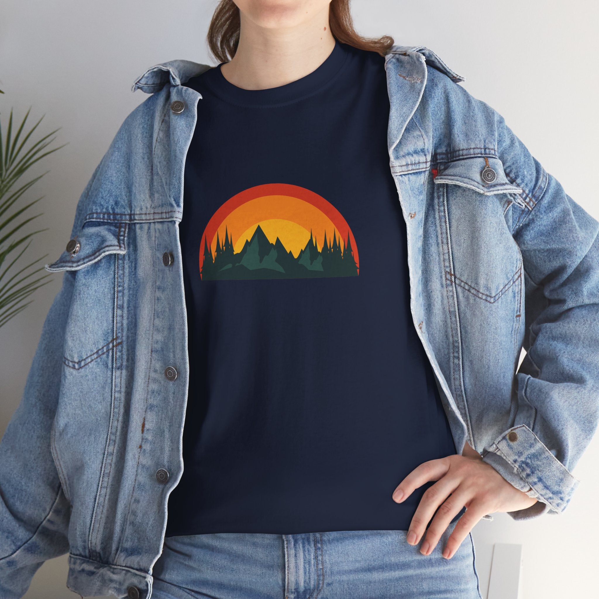 Retro Distressed Mountain Camping Outdoor Unisex Graphic Novelty Shirt Tee