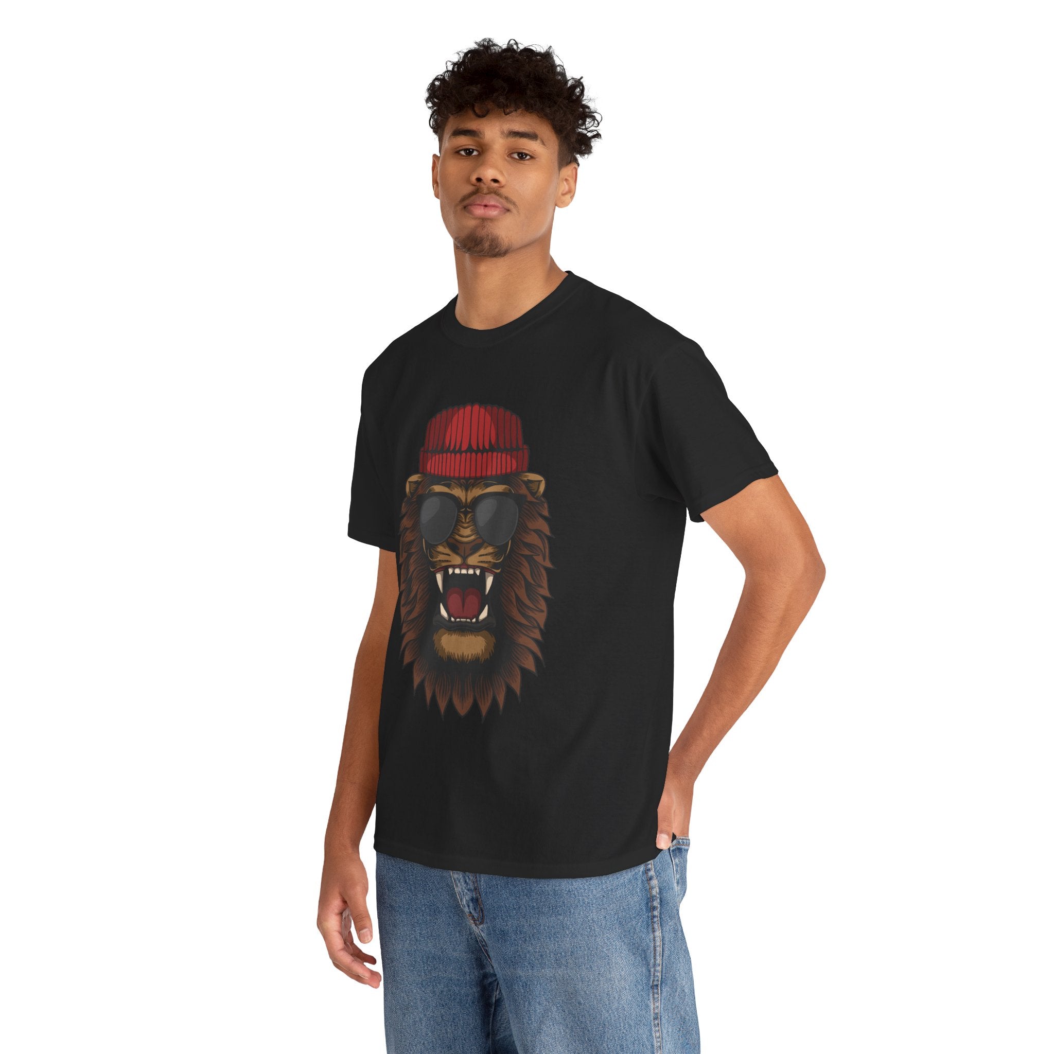 Hipster Lion Beanie Fashion Unisex Mens Womens T-Shirt