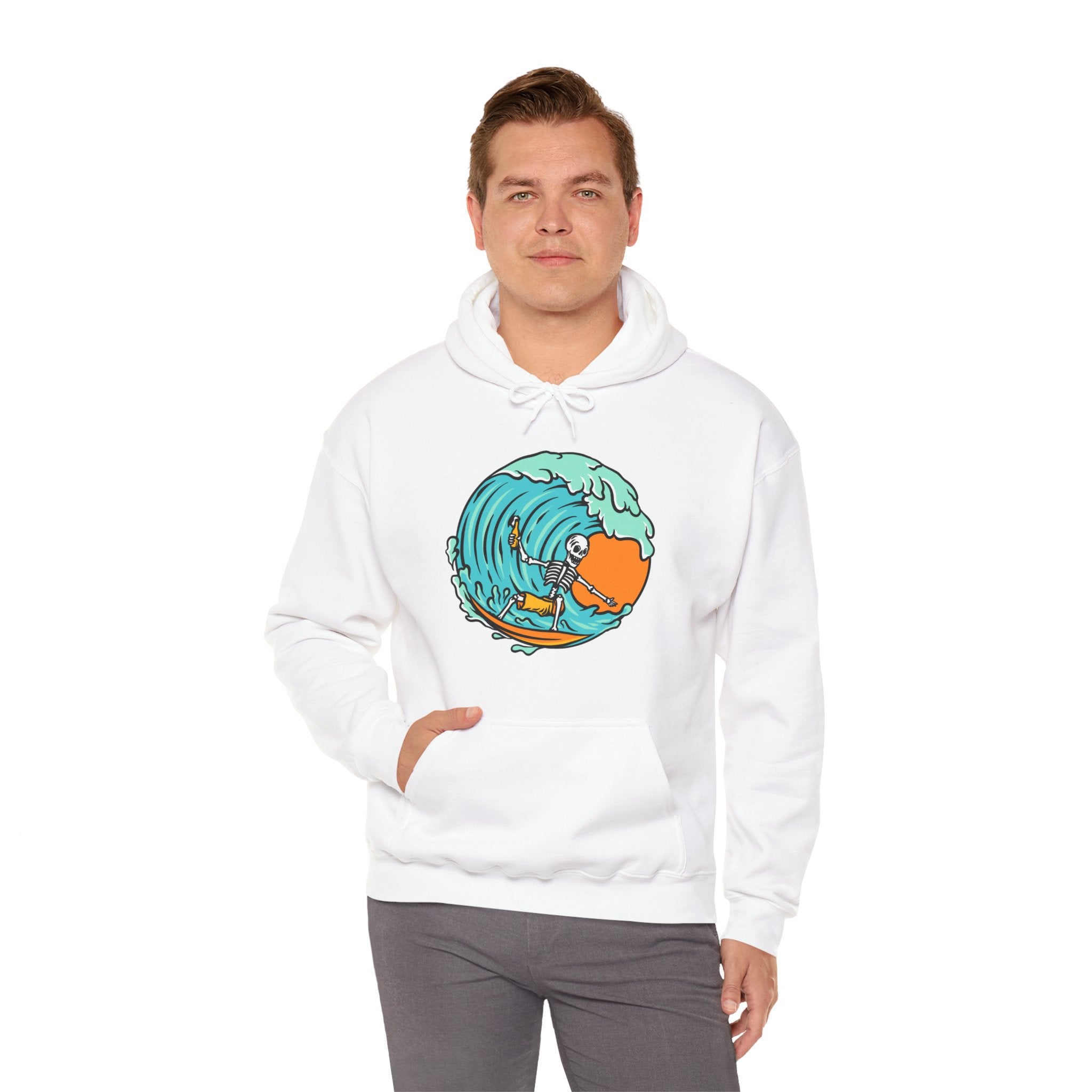 Surfing Skeleton Surfing Ocean Unisex Graphic Novelty Hoodie