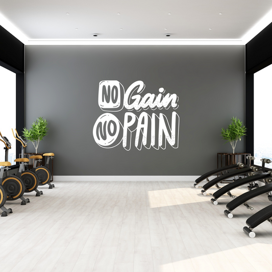 No Pain No Gain Motivational Gym Quote Vinyl Wall Decal