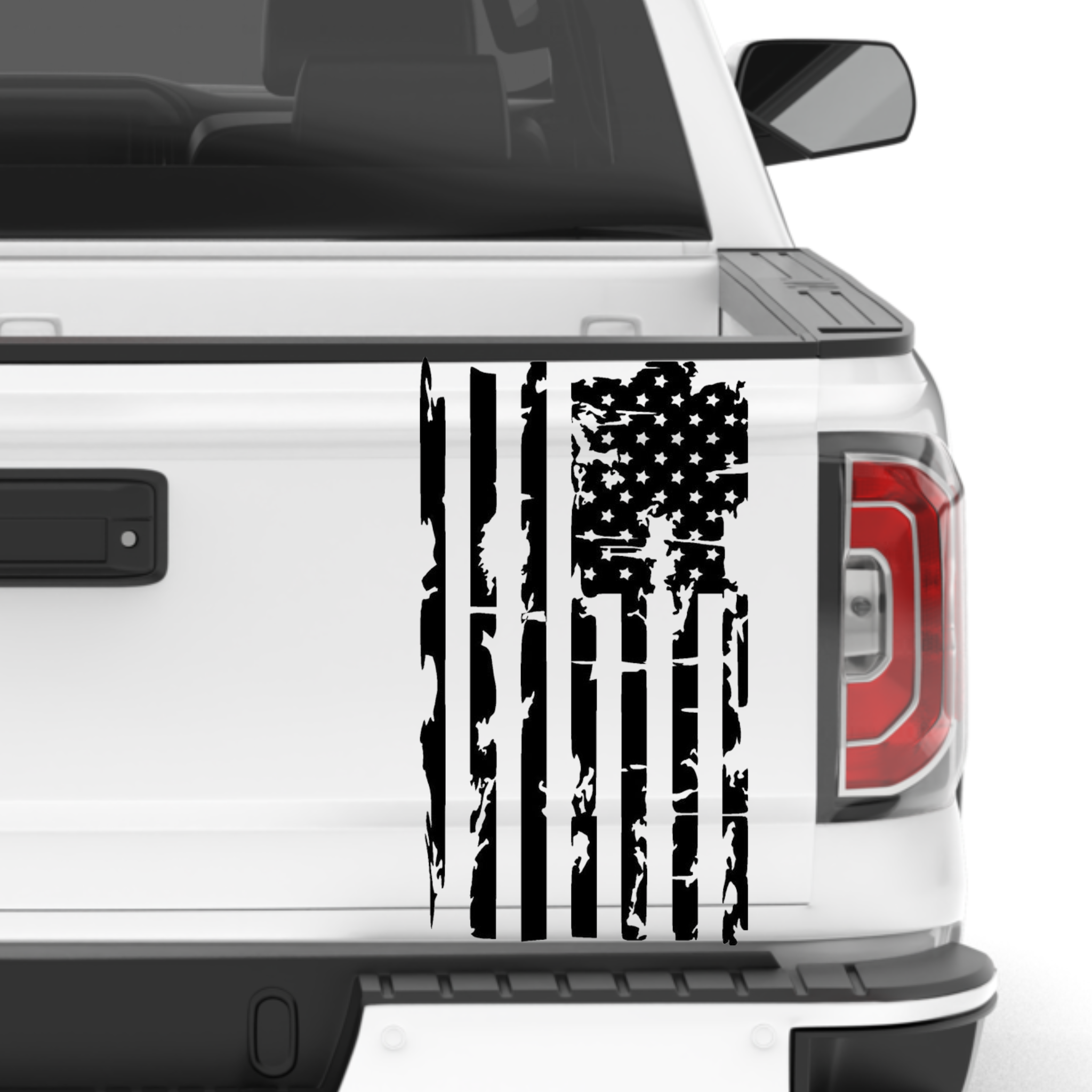 Tattered American USA Flag Vinyl Decal Universal For Car Truck